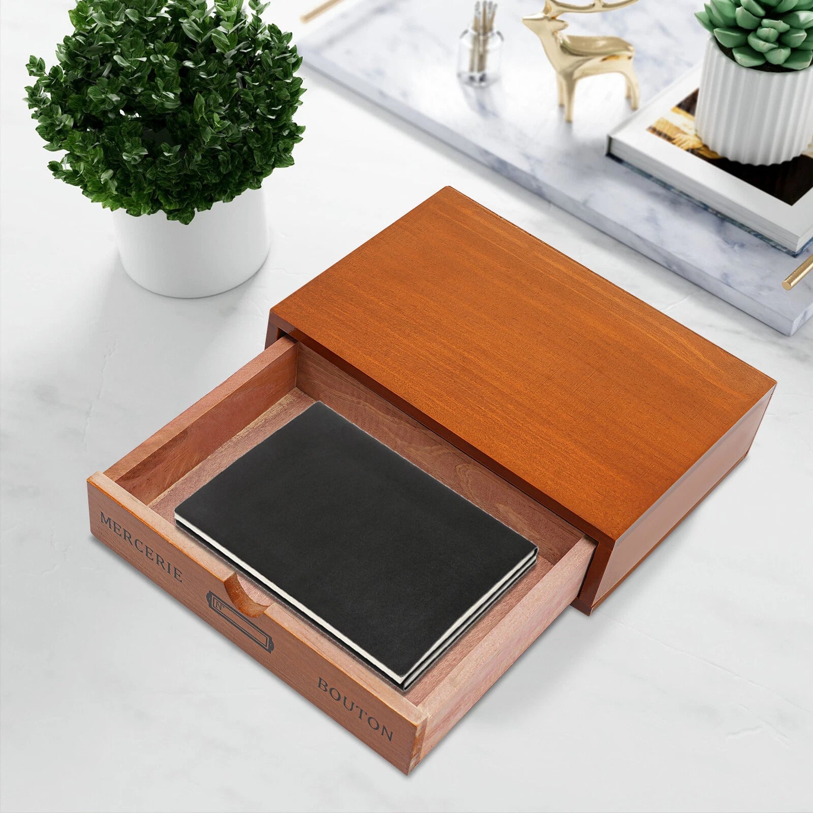 Single-Drawer Storage Box Table-Top Holder Case Wooden Desktop Jewelry Organizer | eBay