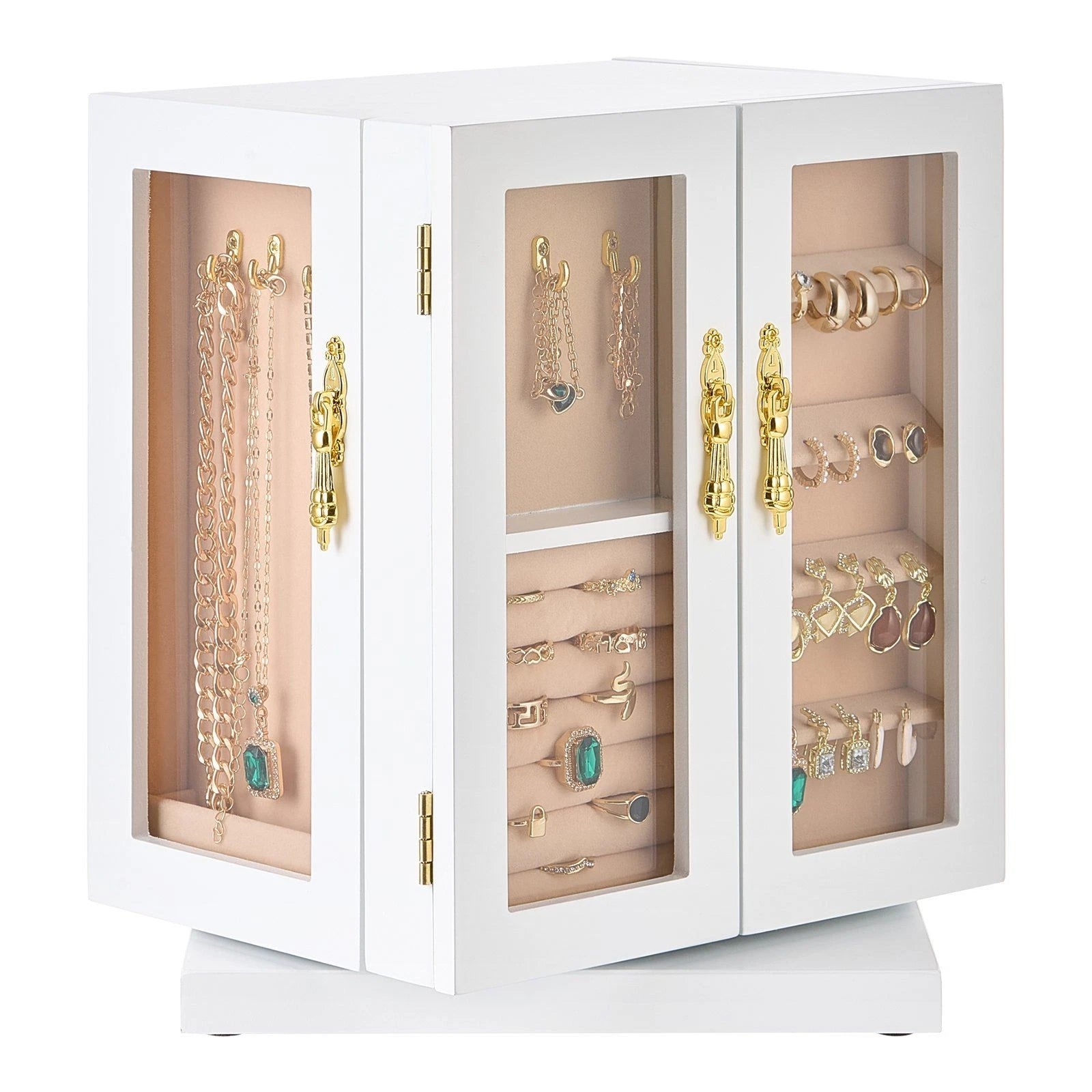 White 5-Drawer Jewelry Box - 360° Rotating Spacious Jewelry Organizer | eBay