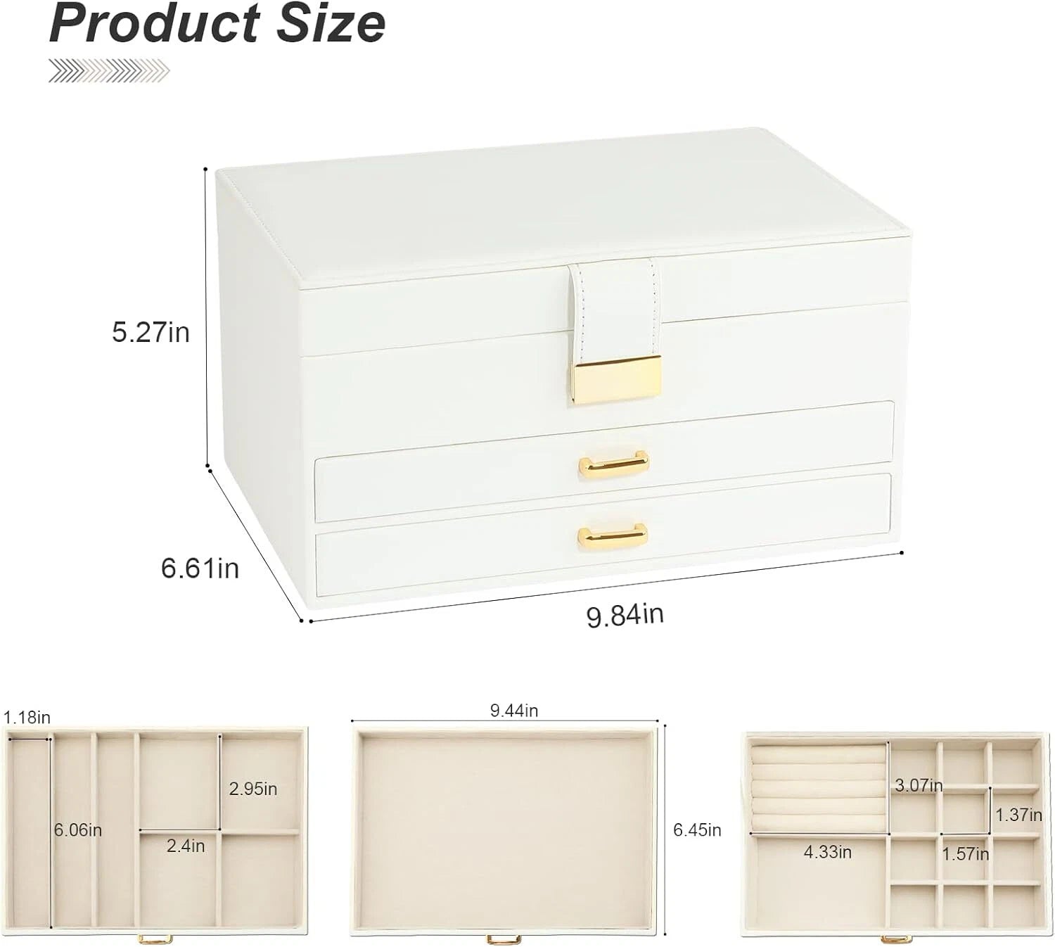 Jewelry Organizer Box, Women Jewelry Box 3 Layers with 2 Drawers, Large Jewelry | eBay