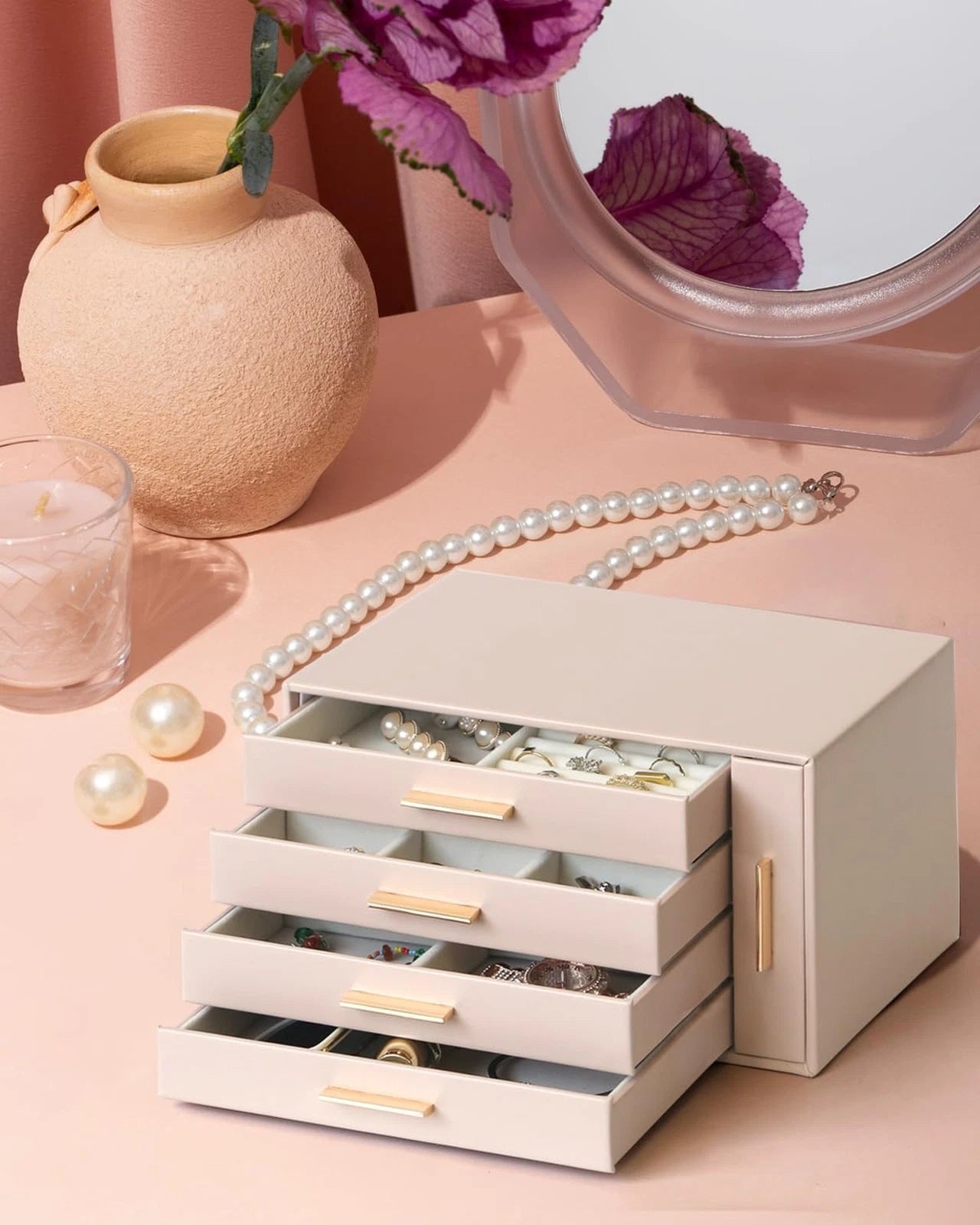 EZDeco 5 Layer Jewelry Box for Women,PU Leather 4-Layer Jewelry Holder Organi... | eBay