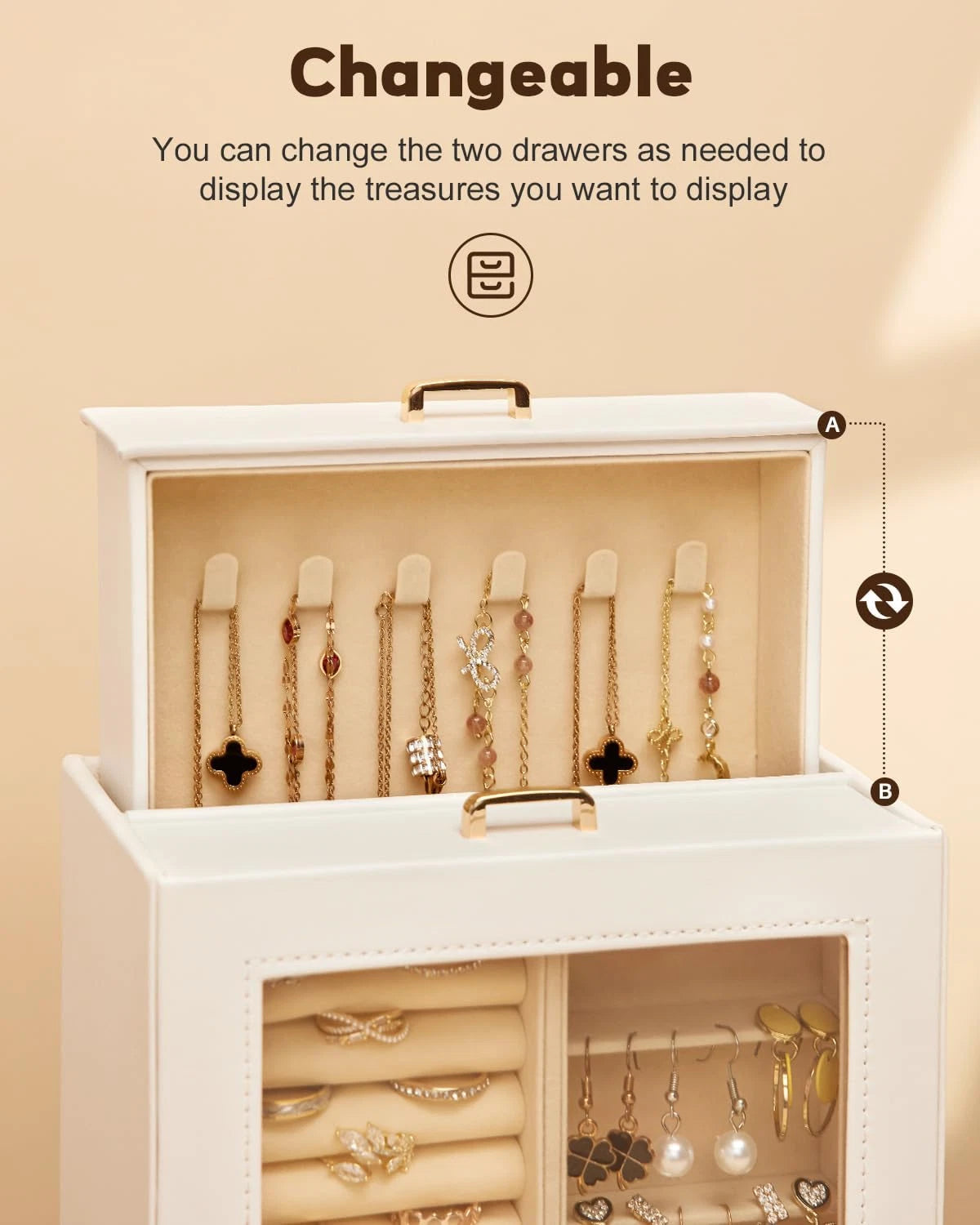 Jewelry Organizer Girls Women Jewelry Box for Necklaces Rings Earrings Gift Brac | eBay