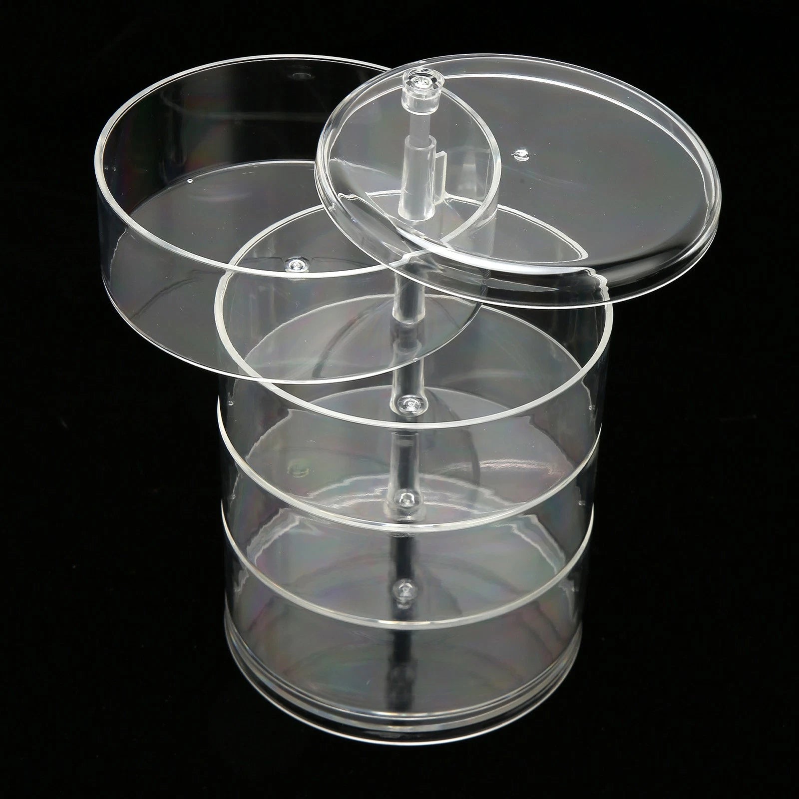 Clear Rotating Jewelry Box 4 Tier Space Saving Plastic Dustproof Decorative DGD | eBay
