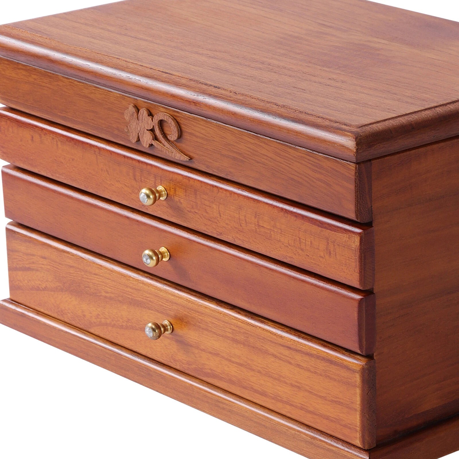 Wooden Jewelry Box Jewelry Storage Ring Earrings Organizer Case with Drawer | eBay