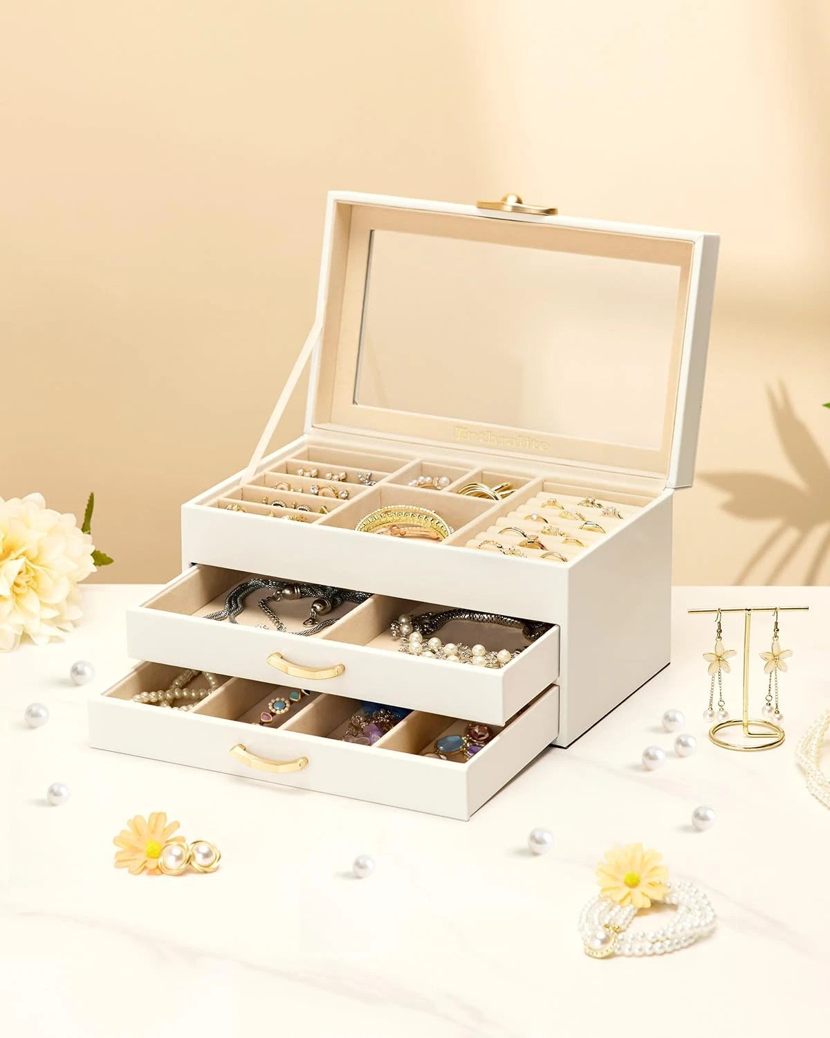 Enthralite Jewelry Box with 2 Drawers Jewelry Display Organizer for Earrings | eBay