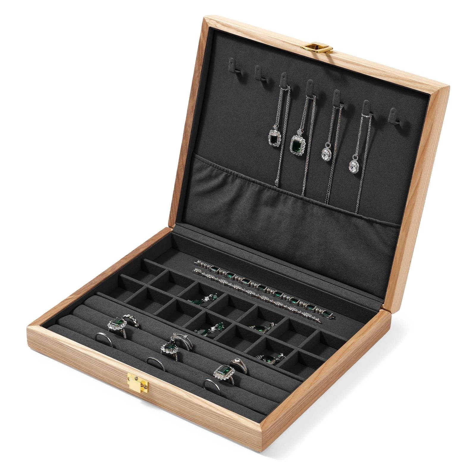 Wooden Jewelry Box Organizer for Women Jewelry Case Wood Bracelet Jewelry Dis... | eBay