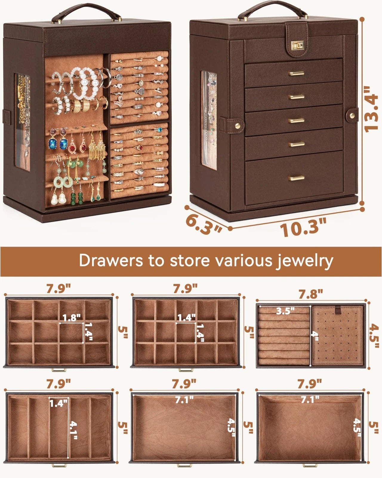 360° Rotating Jewelry Box 6-Tier Organizer Functional Jewelry Storage Case fo... | eBay