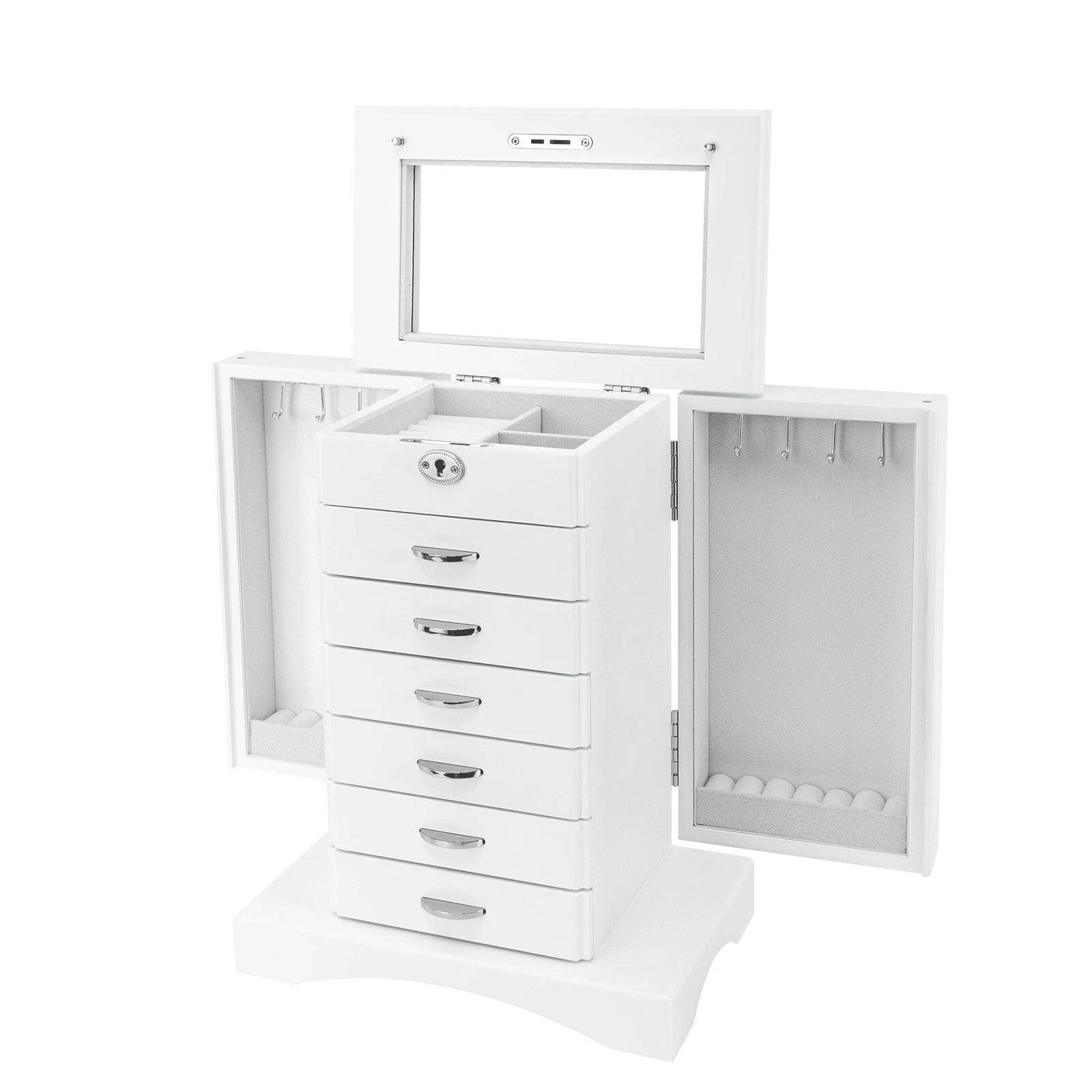 Jewelry Box MDF Ring Jewelry Storage Case Large Organizer w/ Drawer 7 Layers | eBay