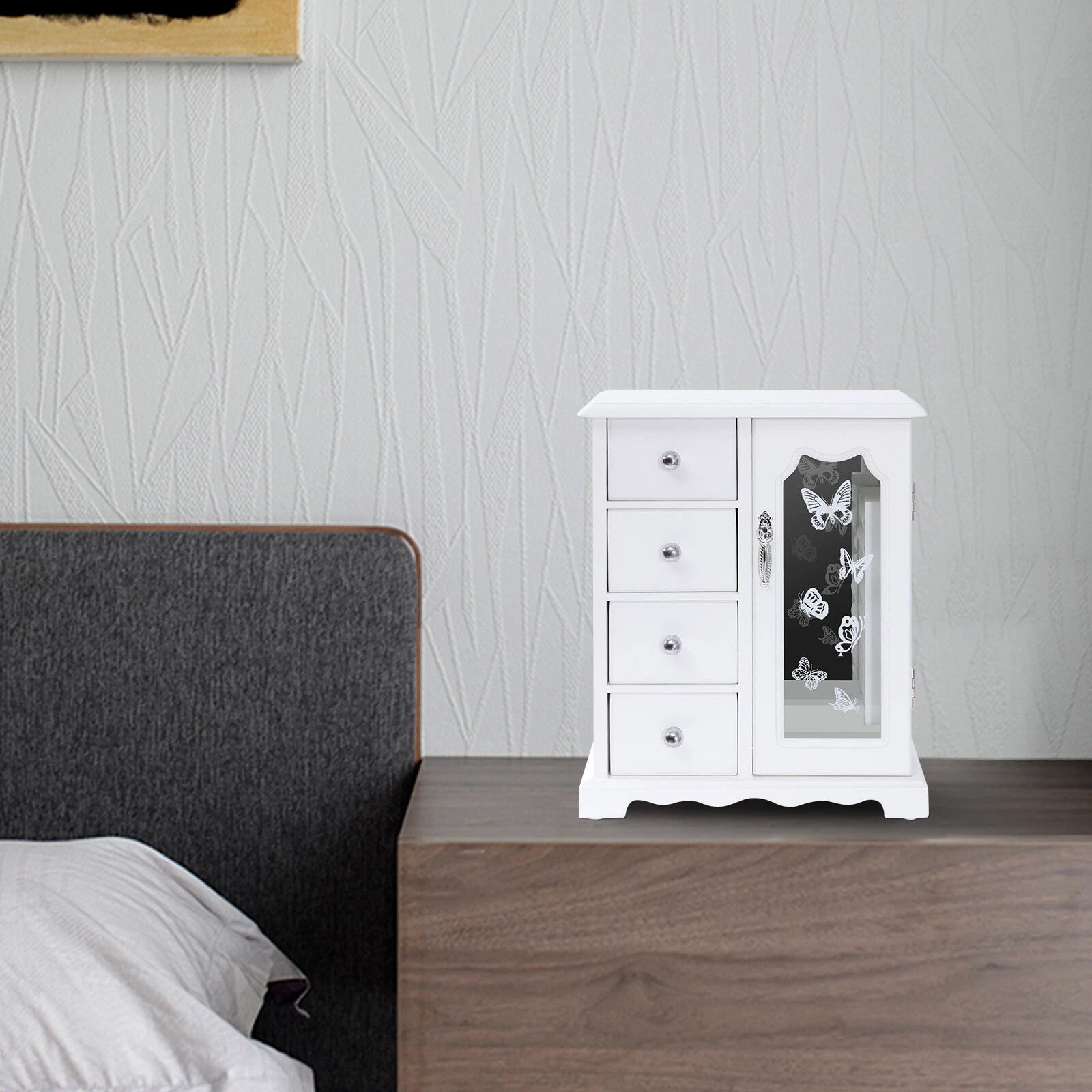 Jewelry Box for Women, White Jewelry Organizer Box with Mirror & 4 Drawers | eBay