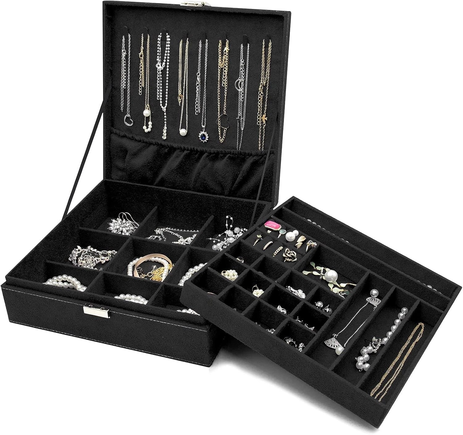 Luxurious Freestanding Jewelry Case - Velvet Organizer for Necklaces & Earrings | eBay