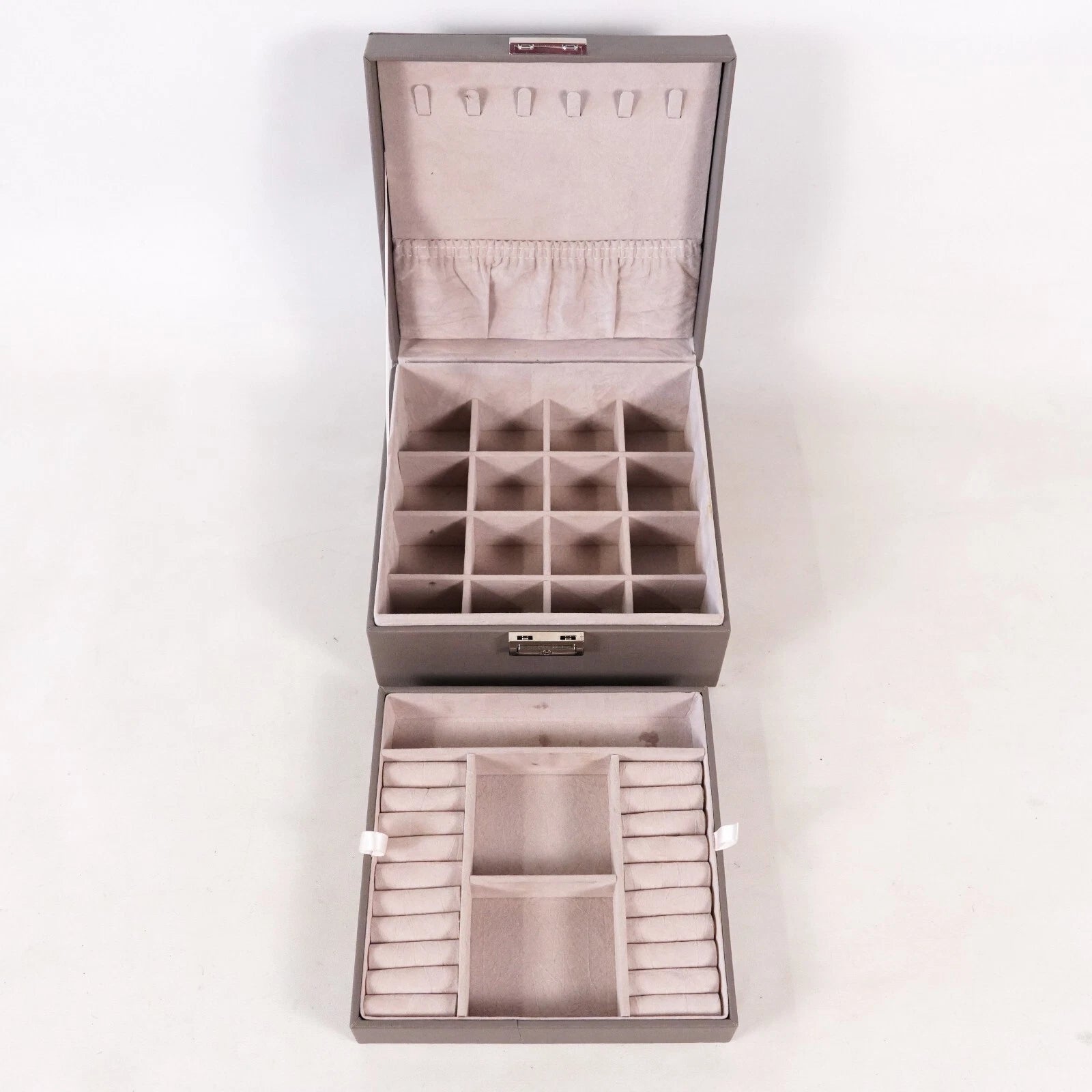 Jewelry Box Organizer Ring Necklace Brooch Storage Container Holder Case Gray | eBay