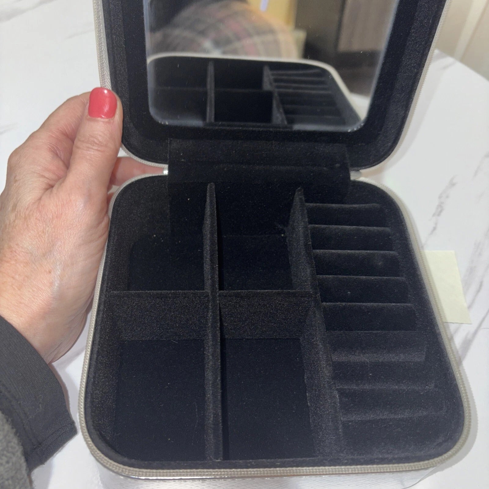 Silver Zippered Travel Jewelry box with Mirror Inside | eBay
