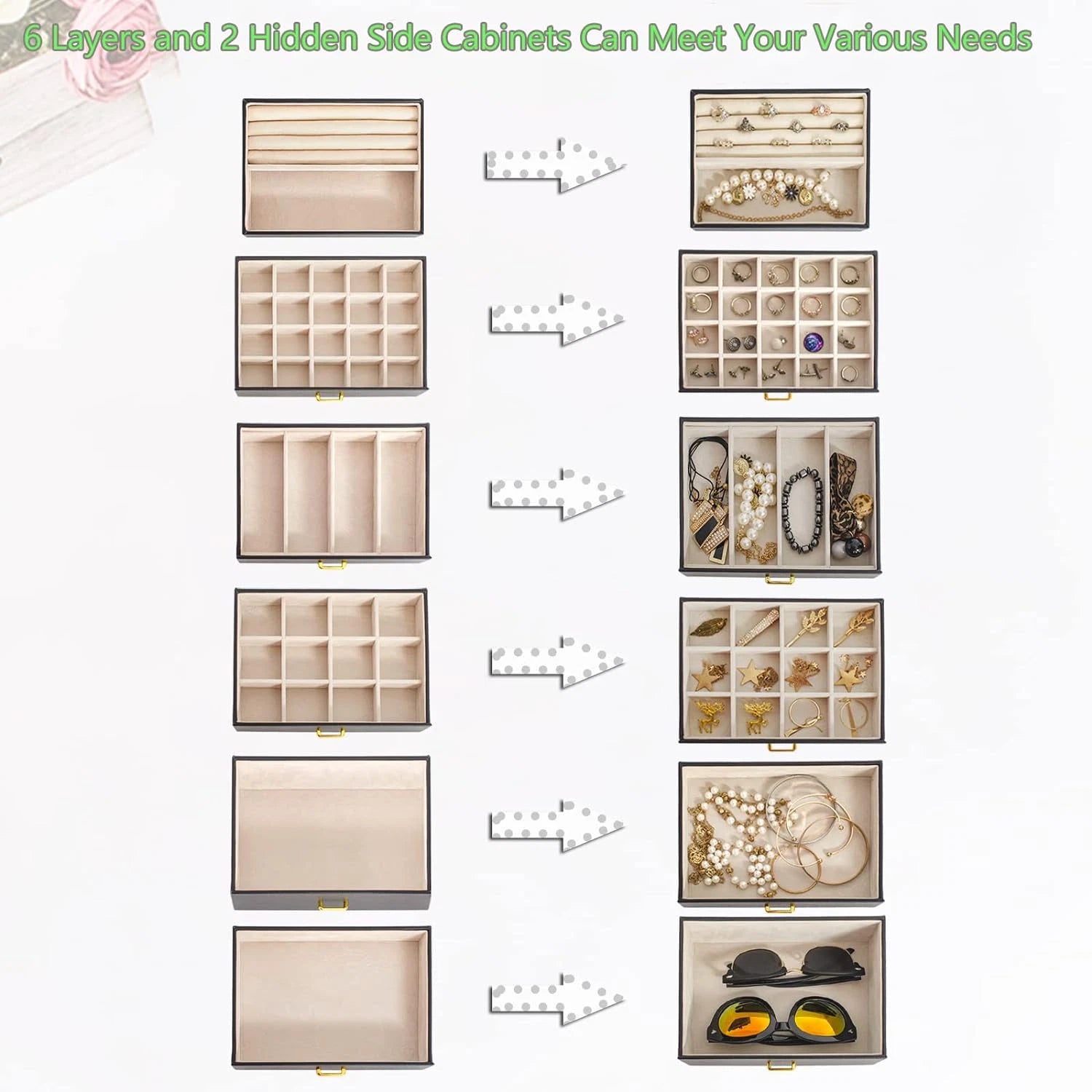 Large Jewelry Box Organizer Functional Lockable with Big Mirror, Leather Jewelry | eBay