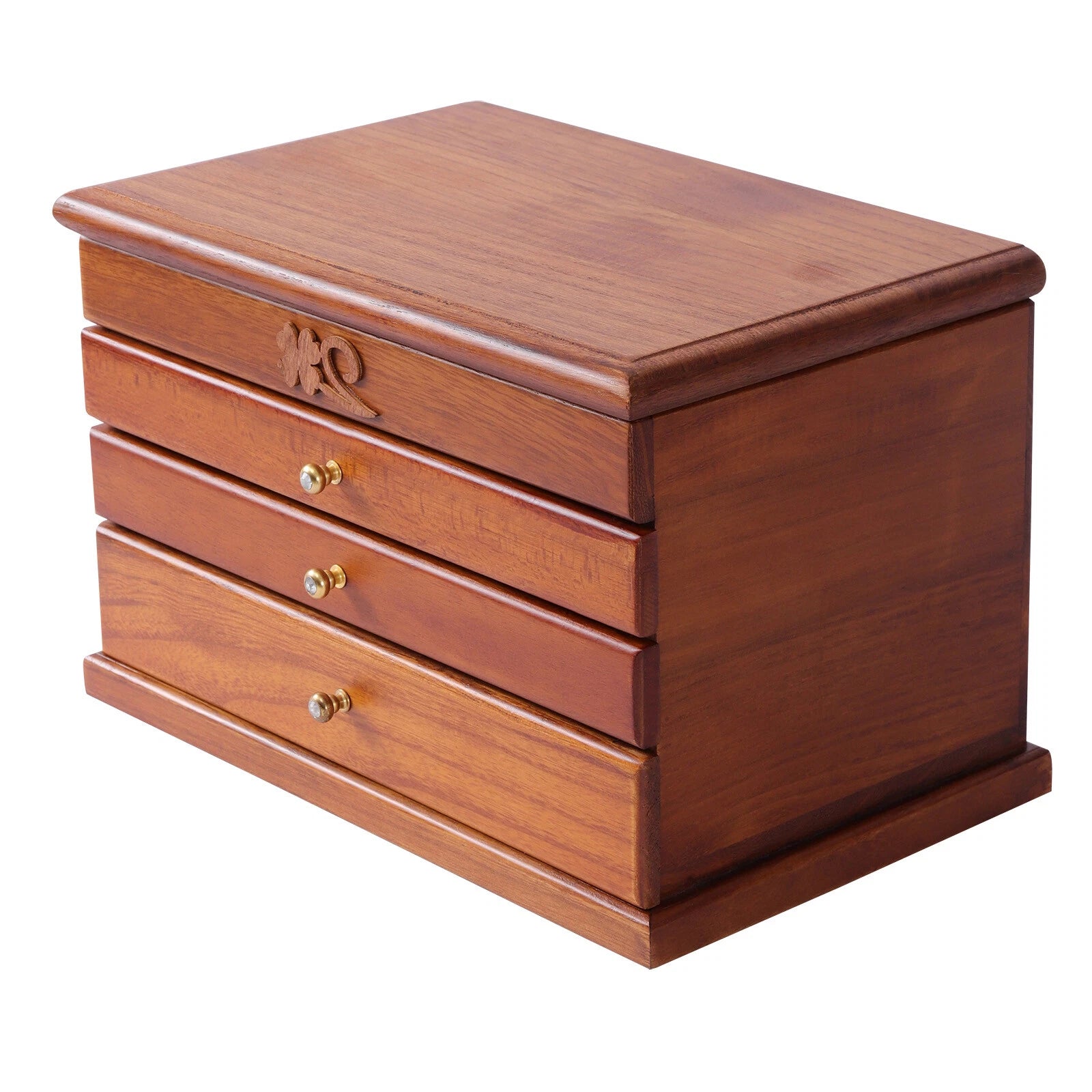 Wooden Jewelry Box Jewelry Storage Ring Earrings Organizer Case with Drawer | eBay