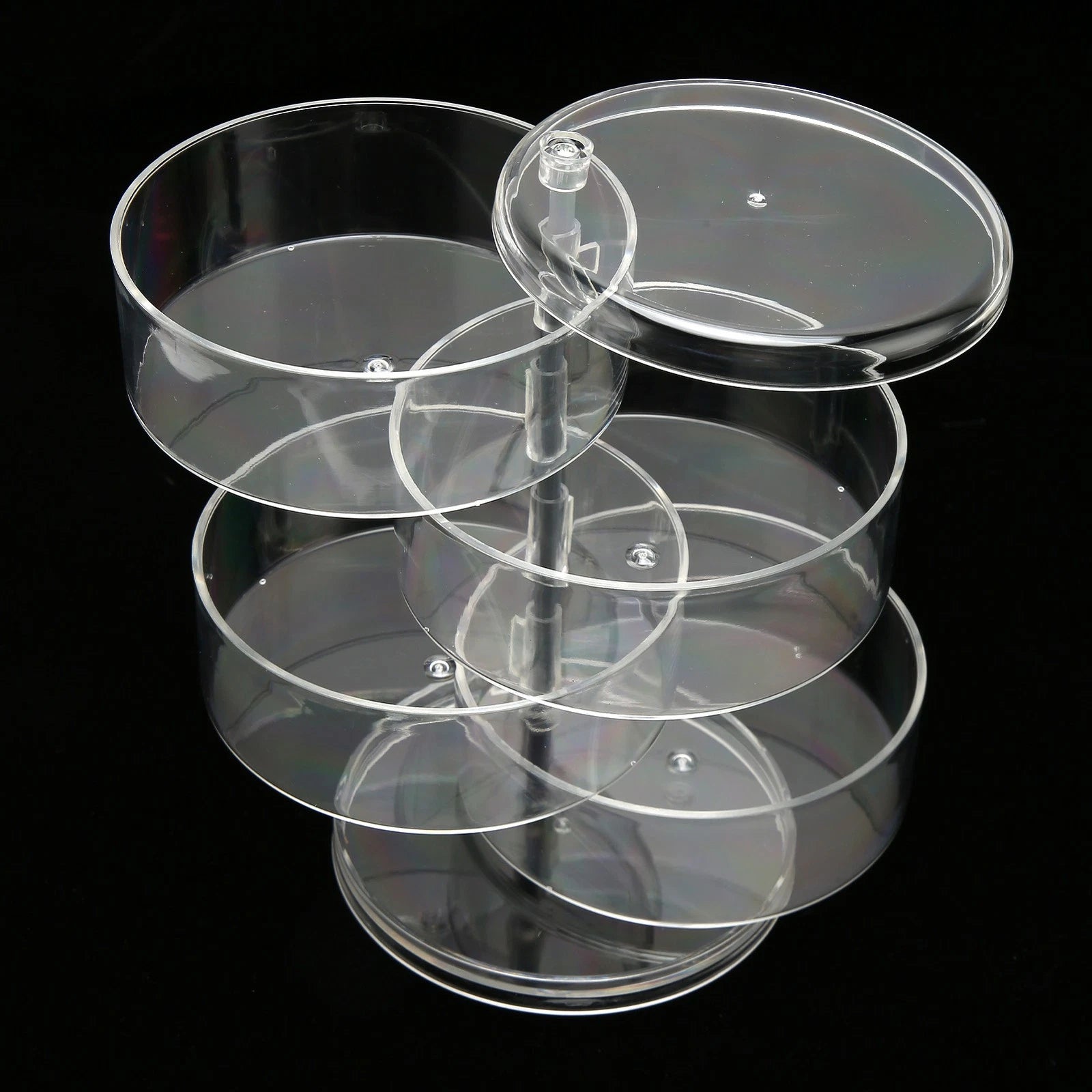 Clear Rotating Jewelry Box 4 Tier Space Saving Plastic Dustproof Decorative DGD | eBay
