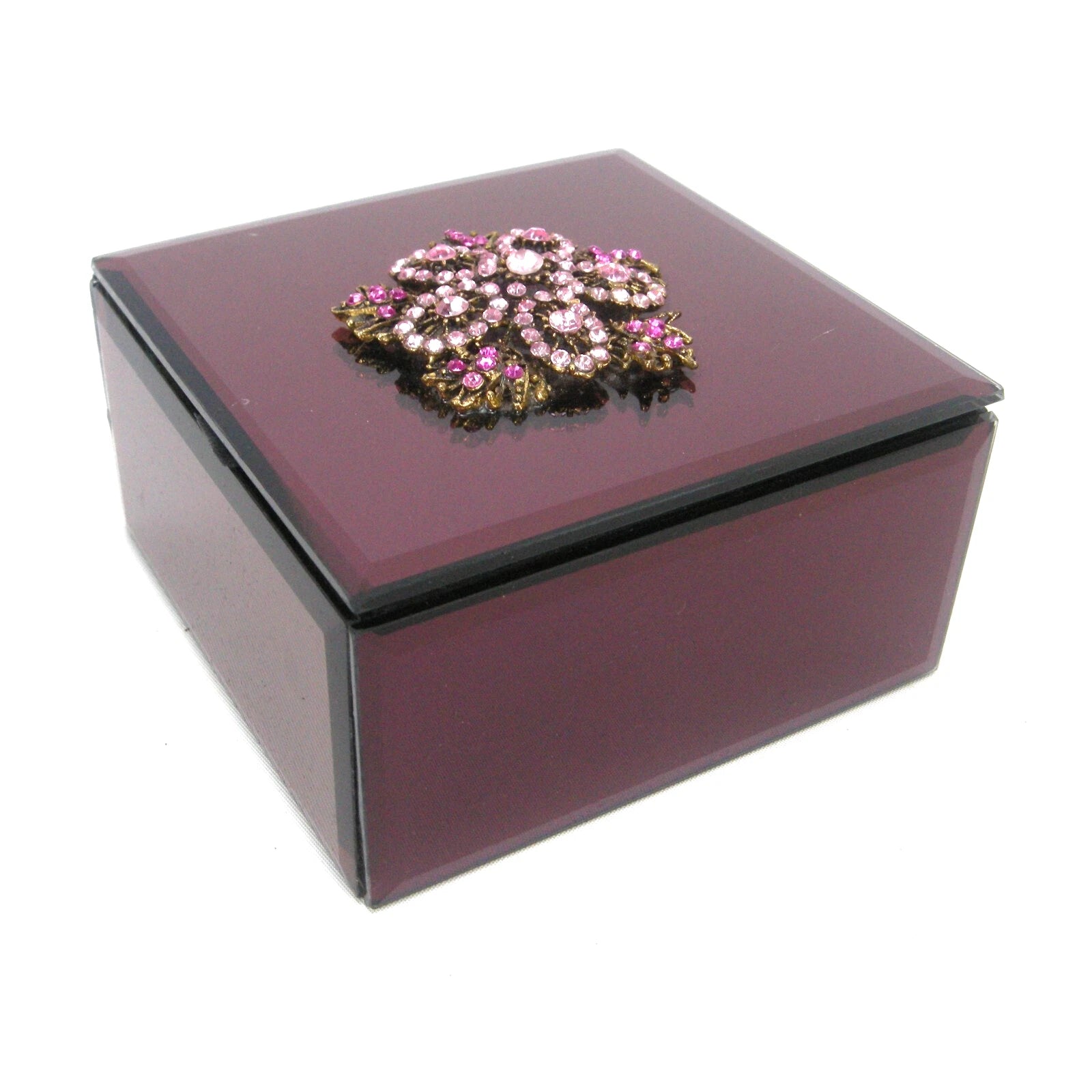 Cole Street Pink Glass Fine Crafted 5" x 5" Storage Jewelry Box Lined Interior | eBay