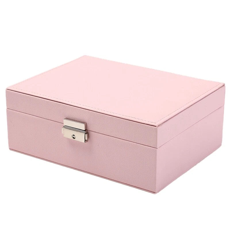 Large Capacity Jewelry Storage Box with Lid Leather Necklace Ring Earrings | eBay