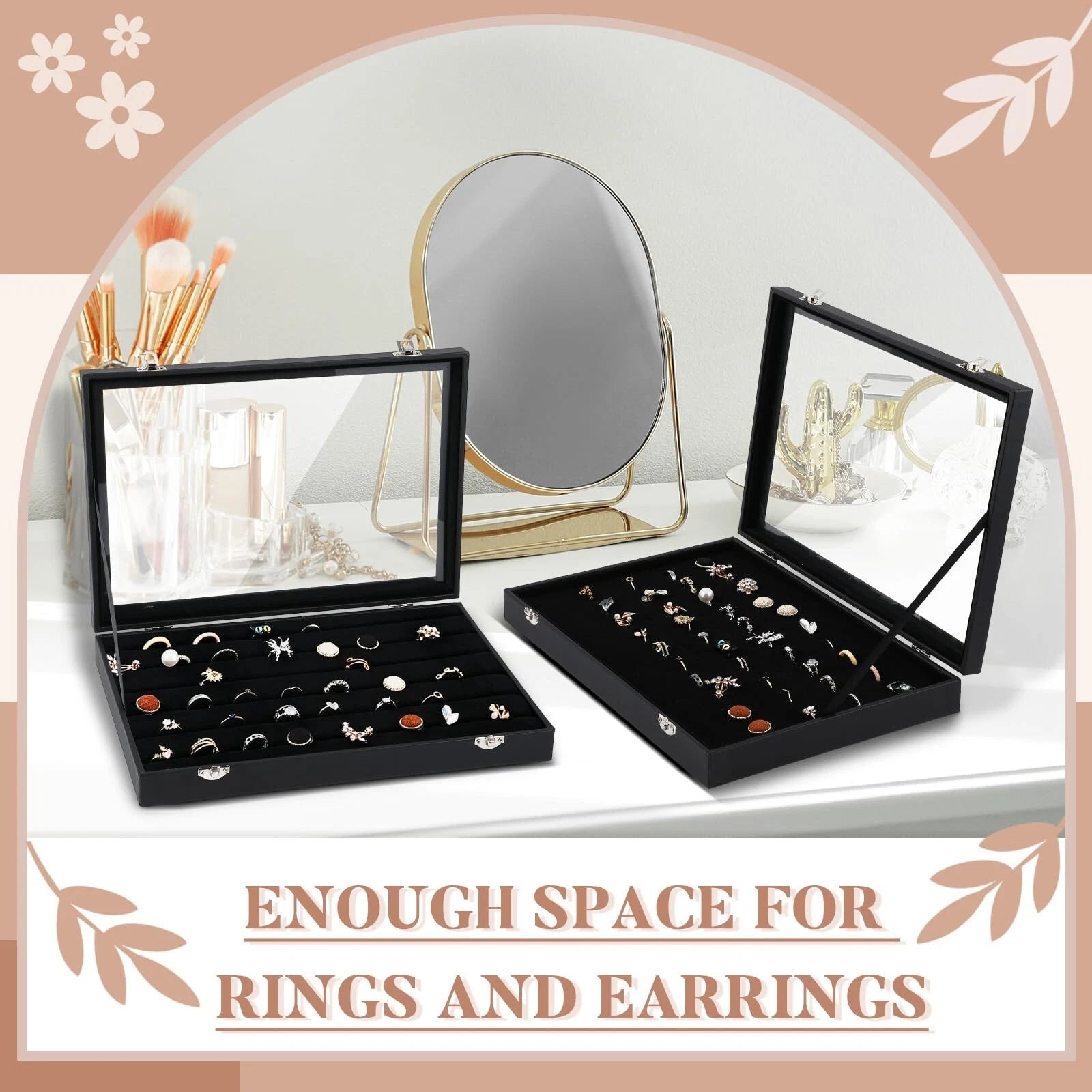 Sasylvia 3 Pcs Large 100 Slots Jewelry Box Velvet Multiple Ring Organizer Box... | eBay