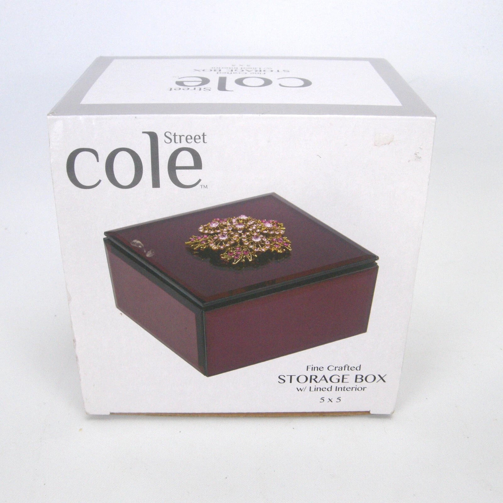 Cole Street Pink Glass Fine Crafted 5" x 5" Storage Jewelry Box Lined Interior | eBay