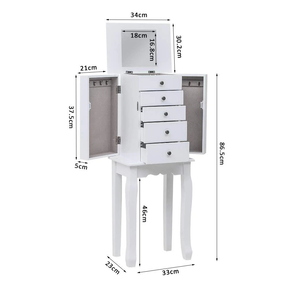 MTFY Standing Jewelry Armoire Cabinet with Mirror,Jewellery Box Organizer Chest | eBay
