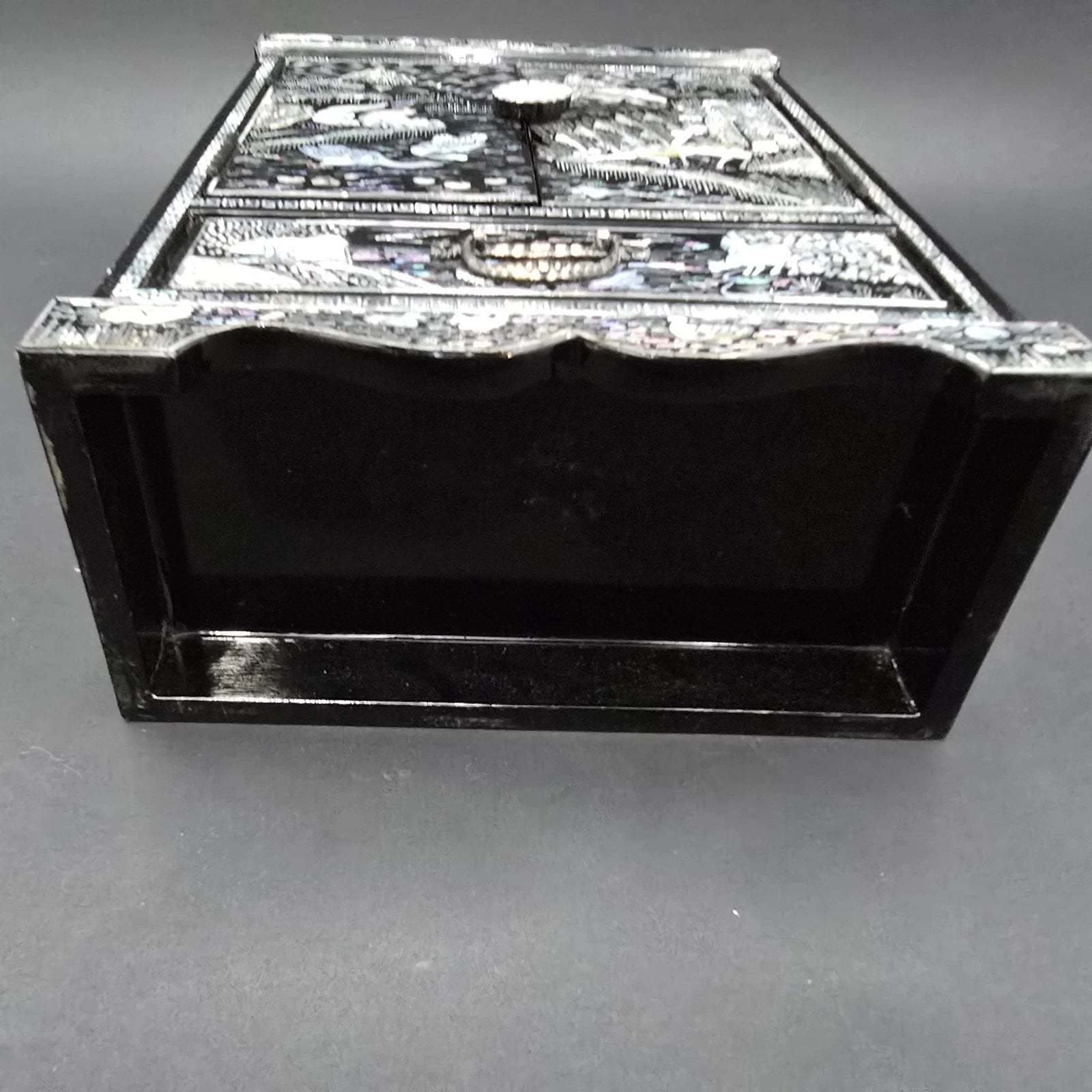 Vintage Korean Mother of Pearl Hand Inlaid Jewelry Cabinet Black Lacquered | eBay