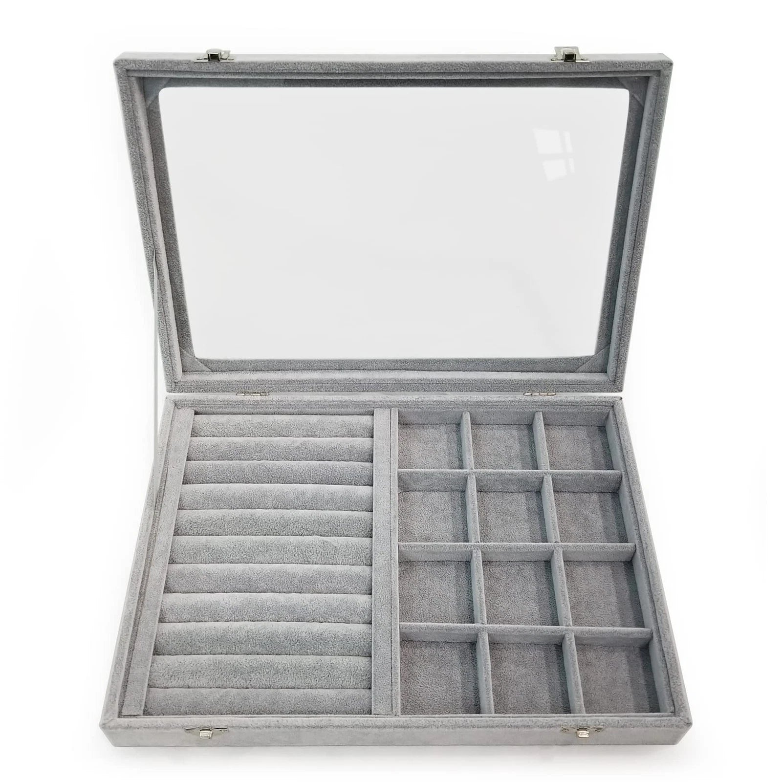 Ice Velvet Rings Organizer Box Mix 12 Grids Jewelry Tray Display Showcase wit... | eBay