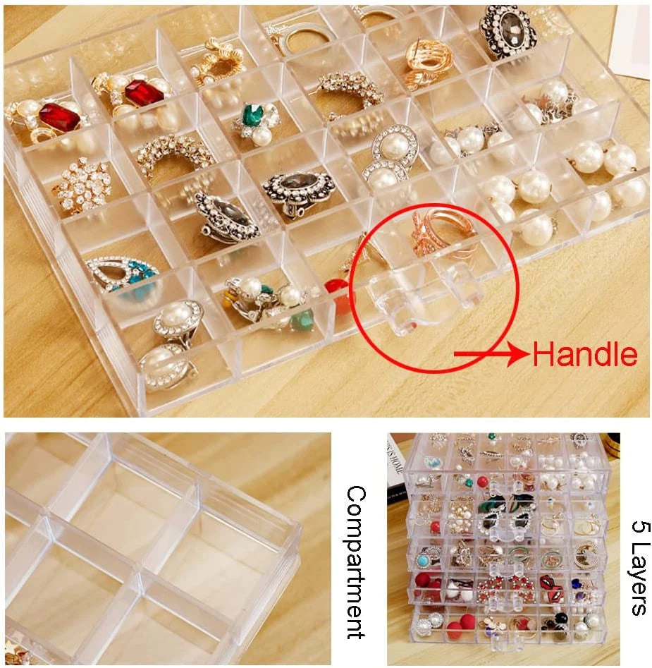 Earring Storage Box Organizer, Acrylic Jewelry Storage Box Holder 5 Drawers Tran | eBay