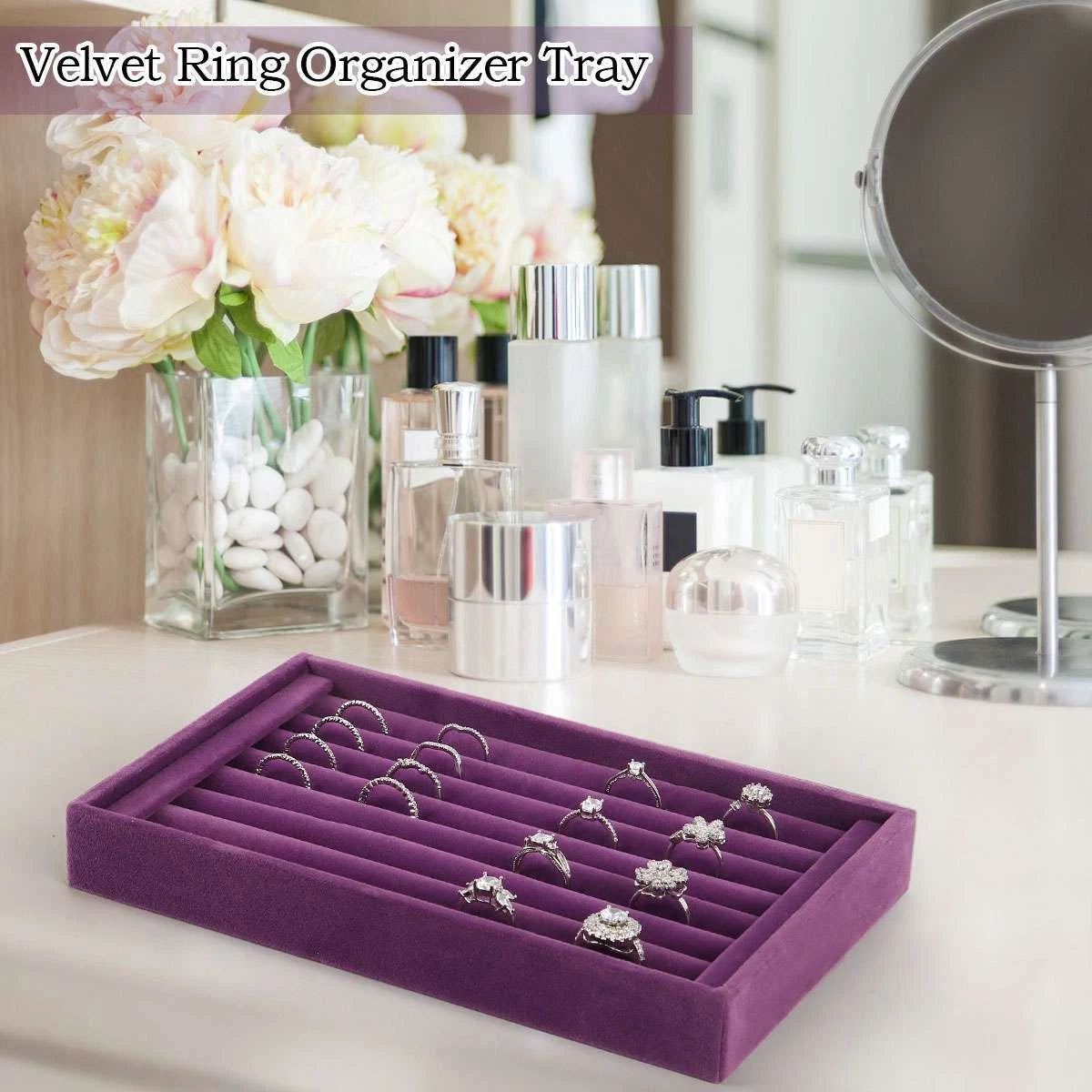 Jewelry Ring Display Organizer Case Holder Earring Storage Tray Velvet show Box | eBay