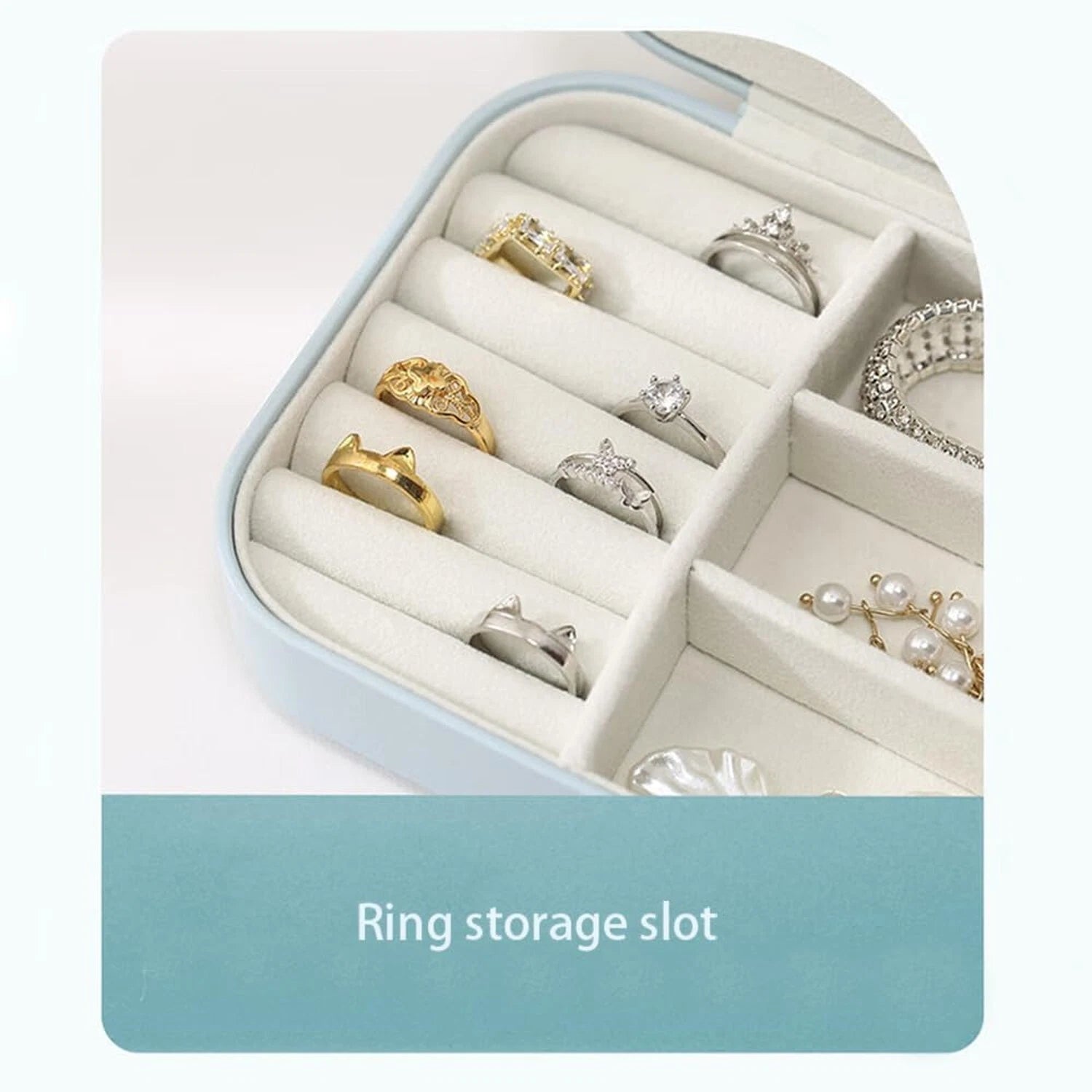 Blue Large Capacity Jewelry Storage Box, Portable Leather Jewelry Organizer f... | eBay