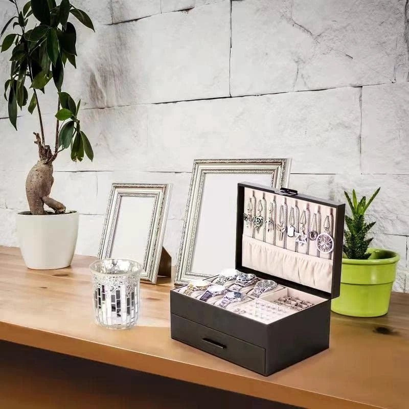 Jewelry Box for Men 2 Layer Jewelry Organizer with 1 Drawer for Storage Displ... | eBay