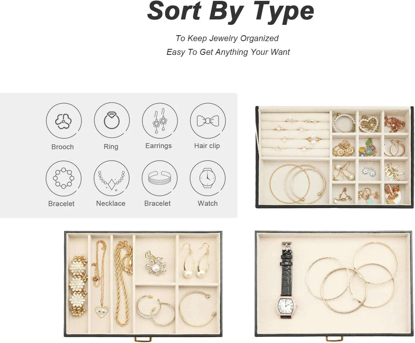 Jewelry Holder Organizer, Leather Jewelry Set Box with 2 Drawers, Jewelry Storag | eBay