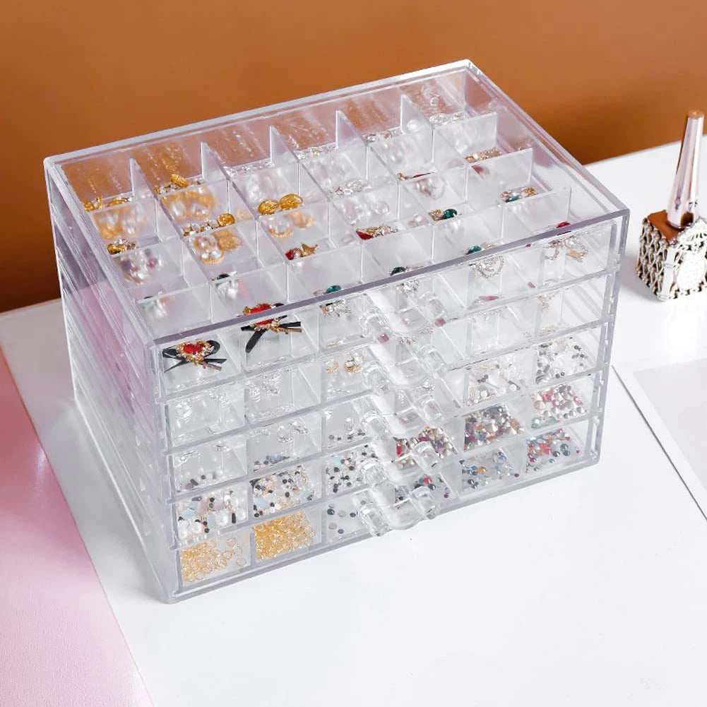 Earring Storage Box Organizer, Acrylic Jewelry Storage Box Holder 5 Drawers Tran | eBay