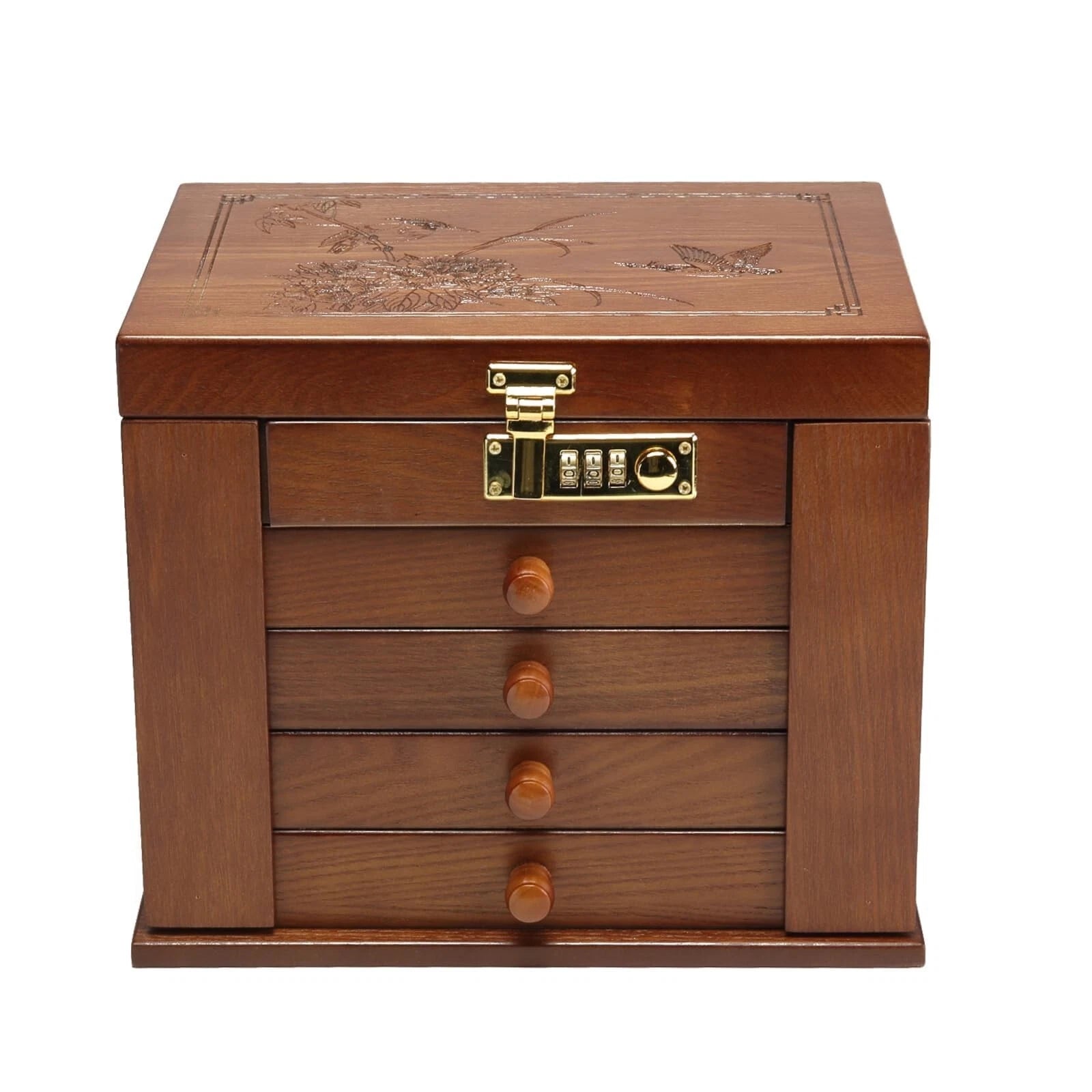 FEECOZ Wooden Jewelry Box for Women, Jewelry Storage Box with Combo Lock for ... | eBay