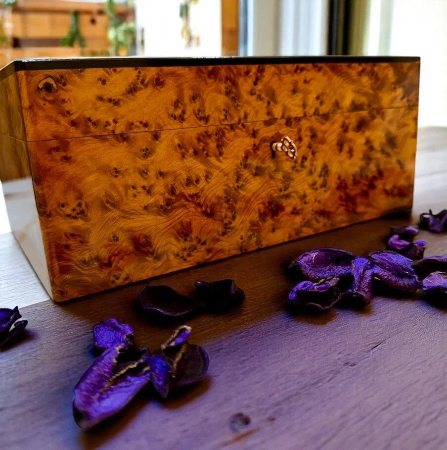 Lockable Jewelry Box Thuya Wooden Box Organizer With Key Keepsake Gift Box | eBay