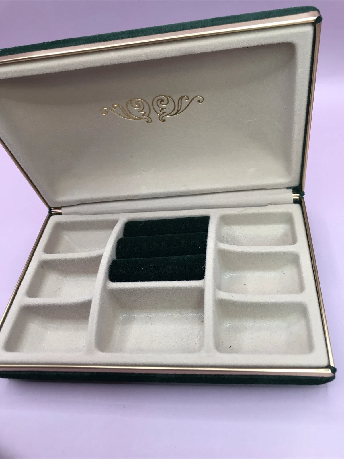 Jewelry Storage Box Dark Green Velvet Velour With Gold Trim | eBay