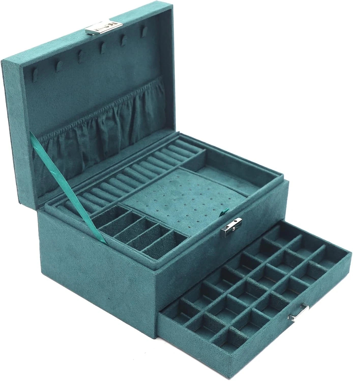 3 Layers Jewelry Box Organizer Large Capacity Case Flannel For Ring | eBay