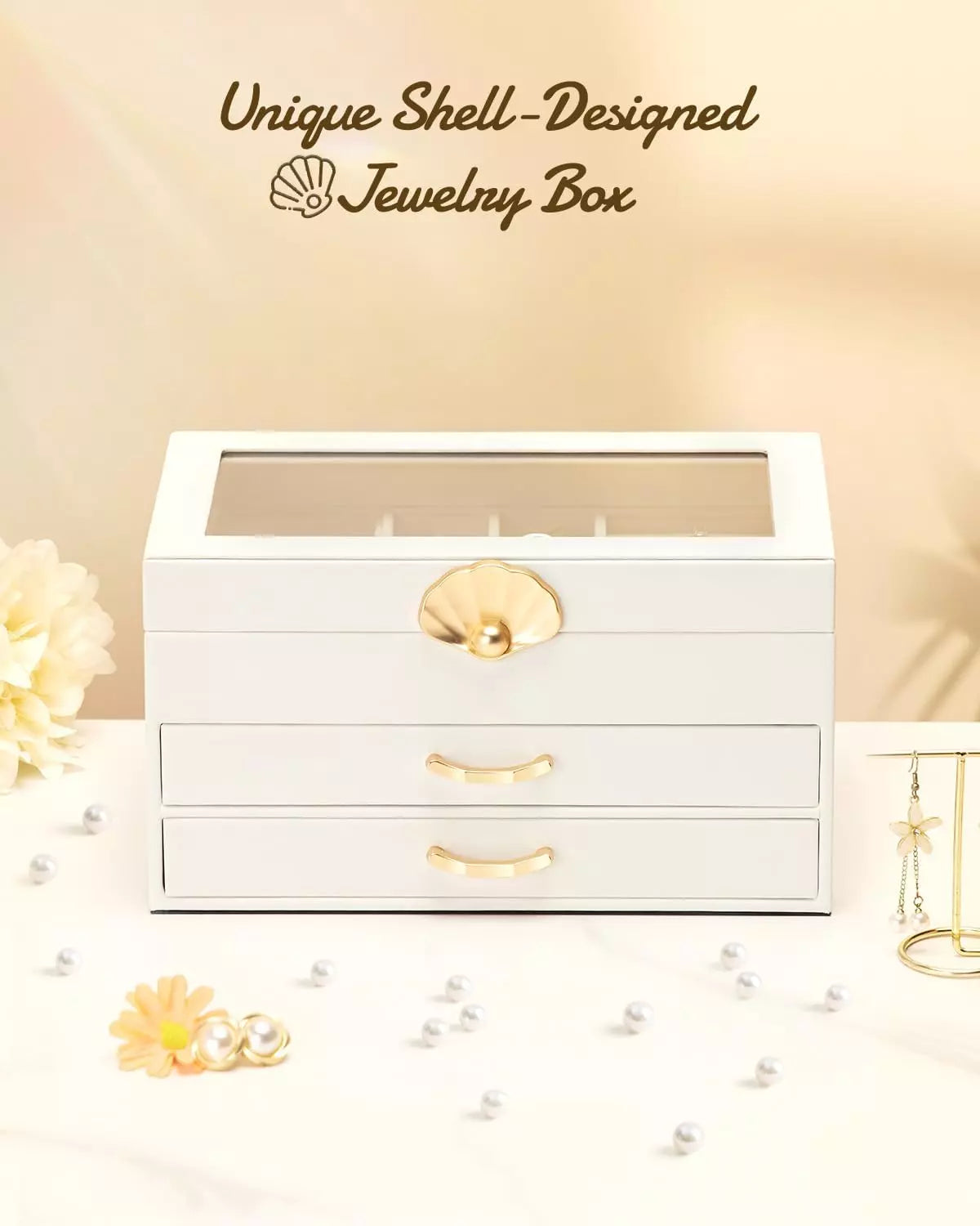 Jewelry Box with 2 Drawers: Display Organizer for Earrings Necklaces - Gift for | eBay