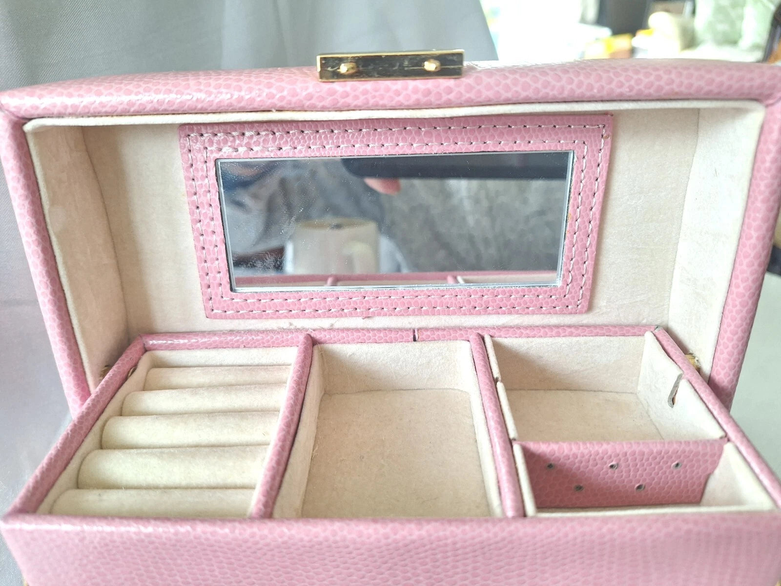 Budd Leather Pink Jewelry Box Vintage Girls Carry Handle Fifties Look Well- Made | eBay