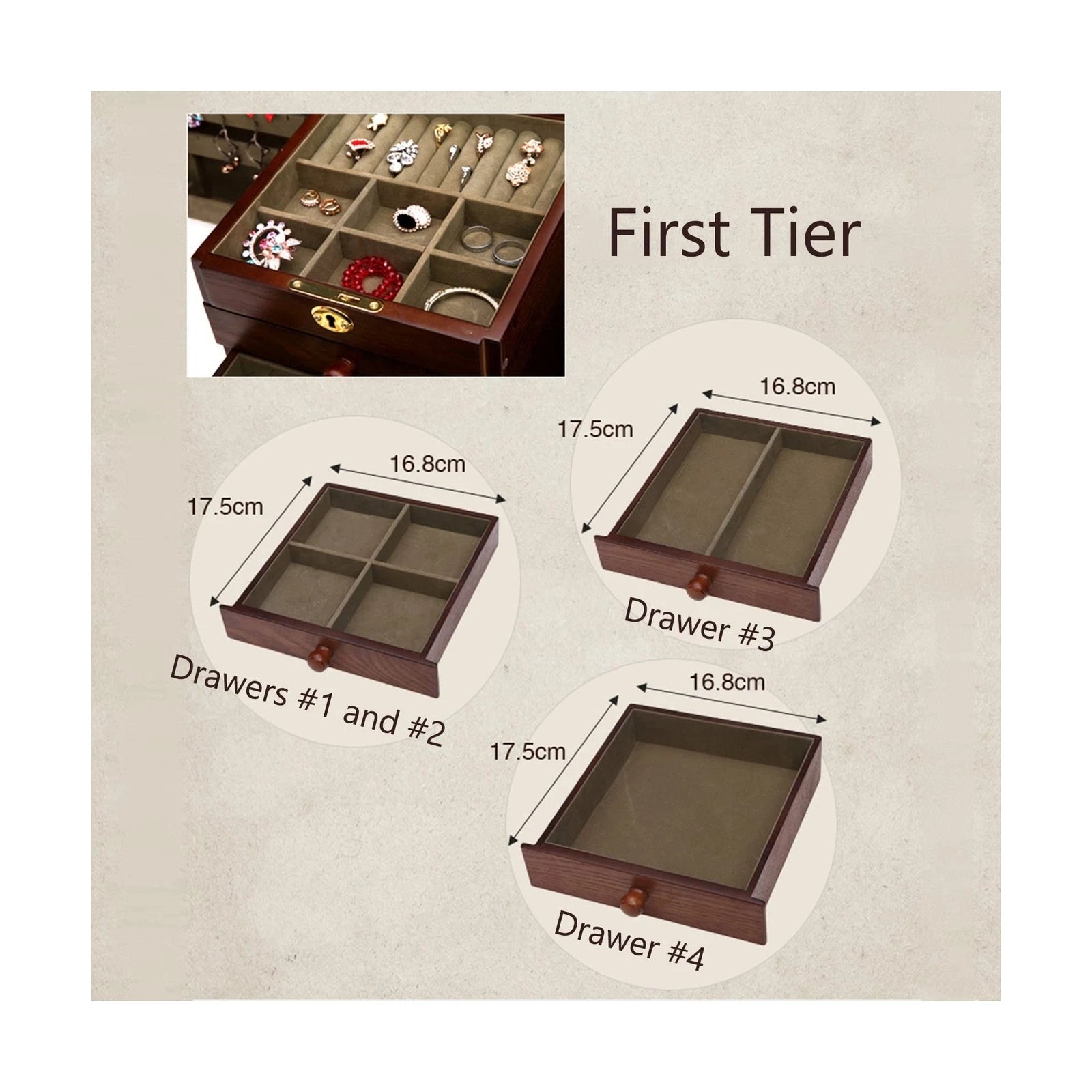 Changsuo Wooden Jewelry Box for Women, Organizer Box of Solild Wood with Lock... | eBay