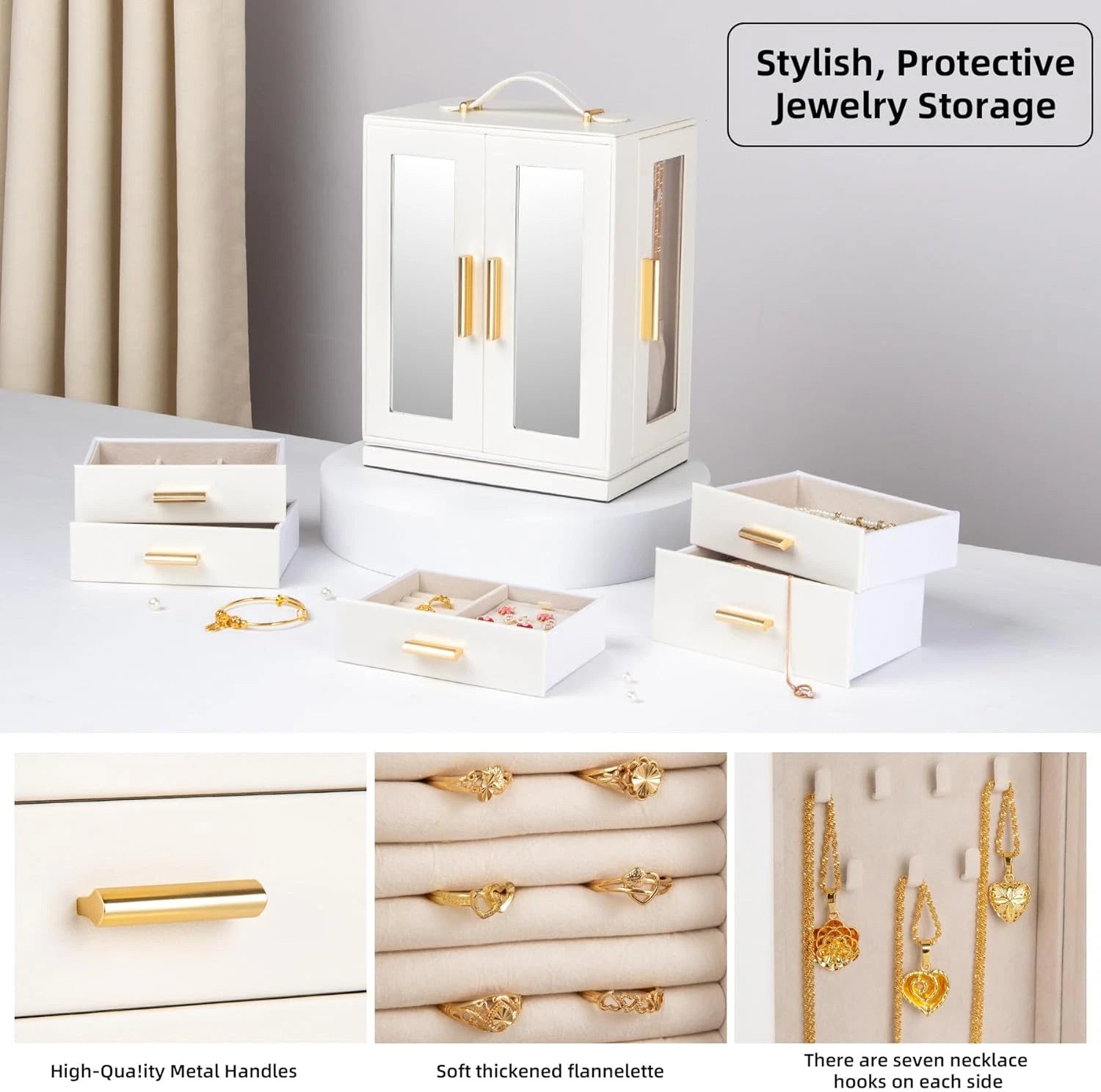 Jewelry Box 360° Rotating, Jewelry Storage Case with 5 Drawers, Jewelry Organize | eBay