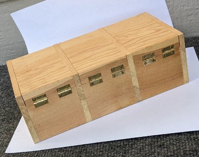 Natural wood finish 3 compartment with lids hinged latching jewelry box 9 3/8 in | eBay