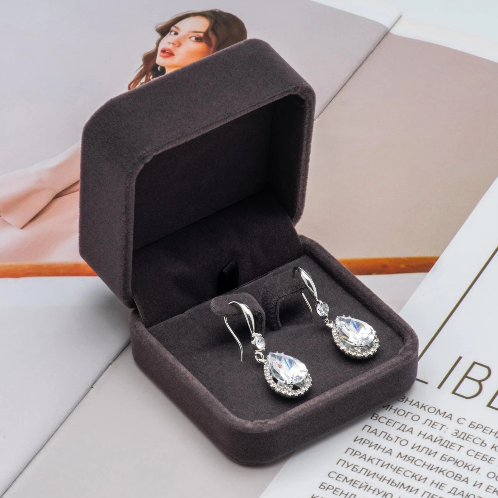 Velvet Earring Gift Boxes Jewelry Box Storage Case for Women (Dark Grey) | eBay