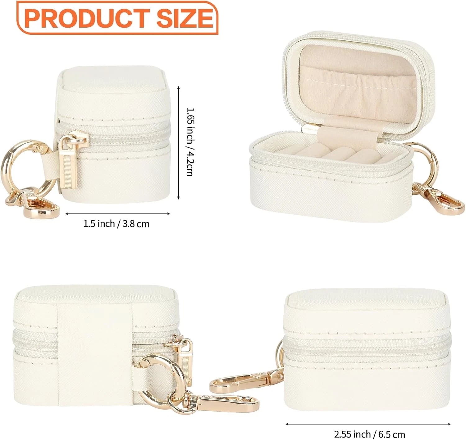 Small Travel Ring Stud Earring Box with Keychain, Mini Wedding Ring Holder Boxes | eBay