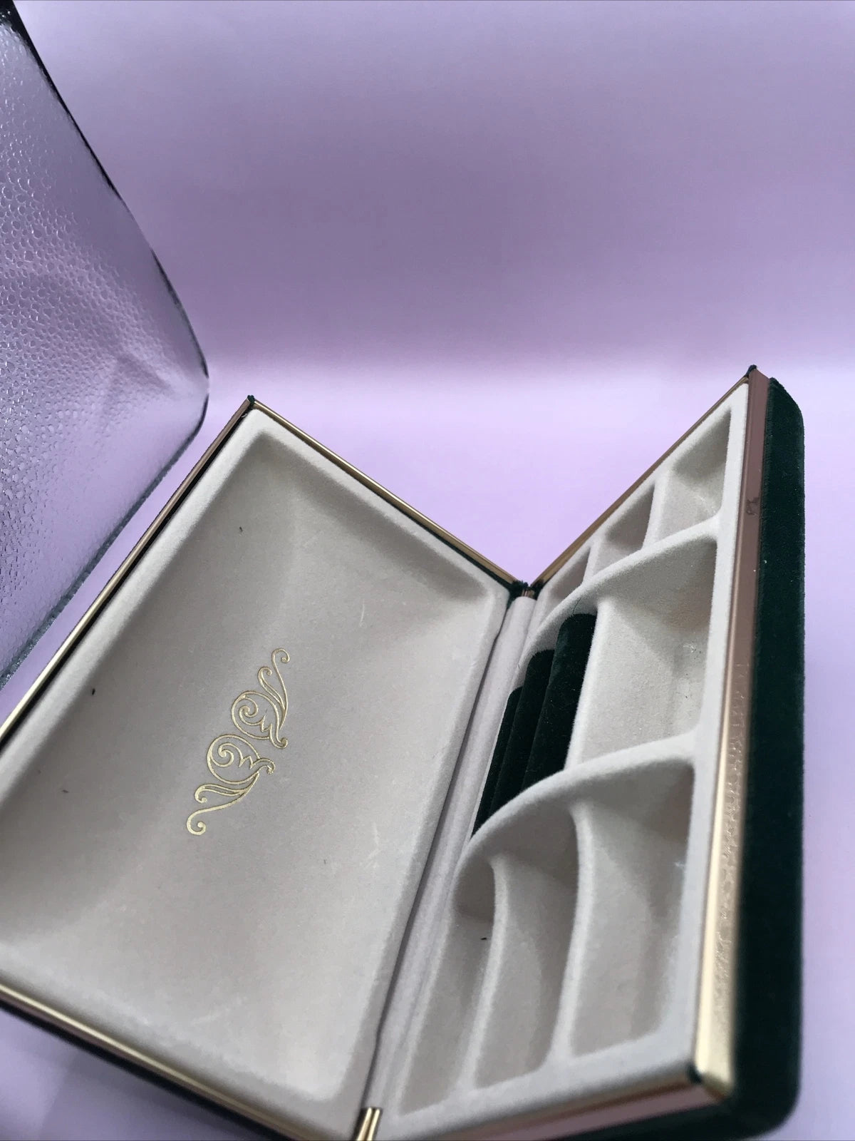 Jewelry Storage Box Dark Green Velvet Velour With Gold Trim | eBay