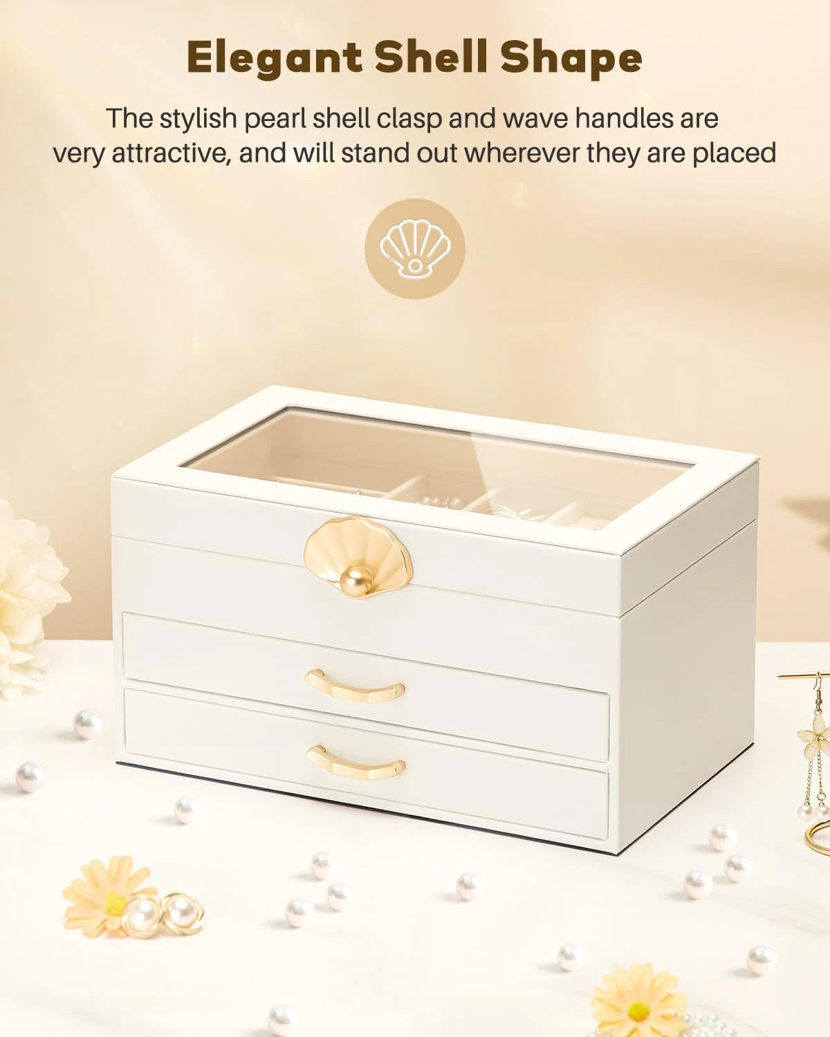 Jewelry Box with 2 Drawers: Display Organizer for Earrings Necklaces - Gift for | eBay