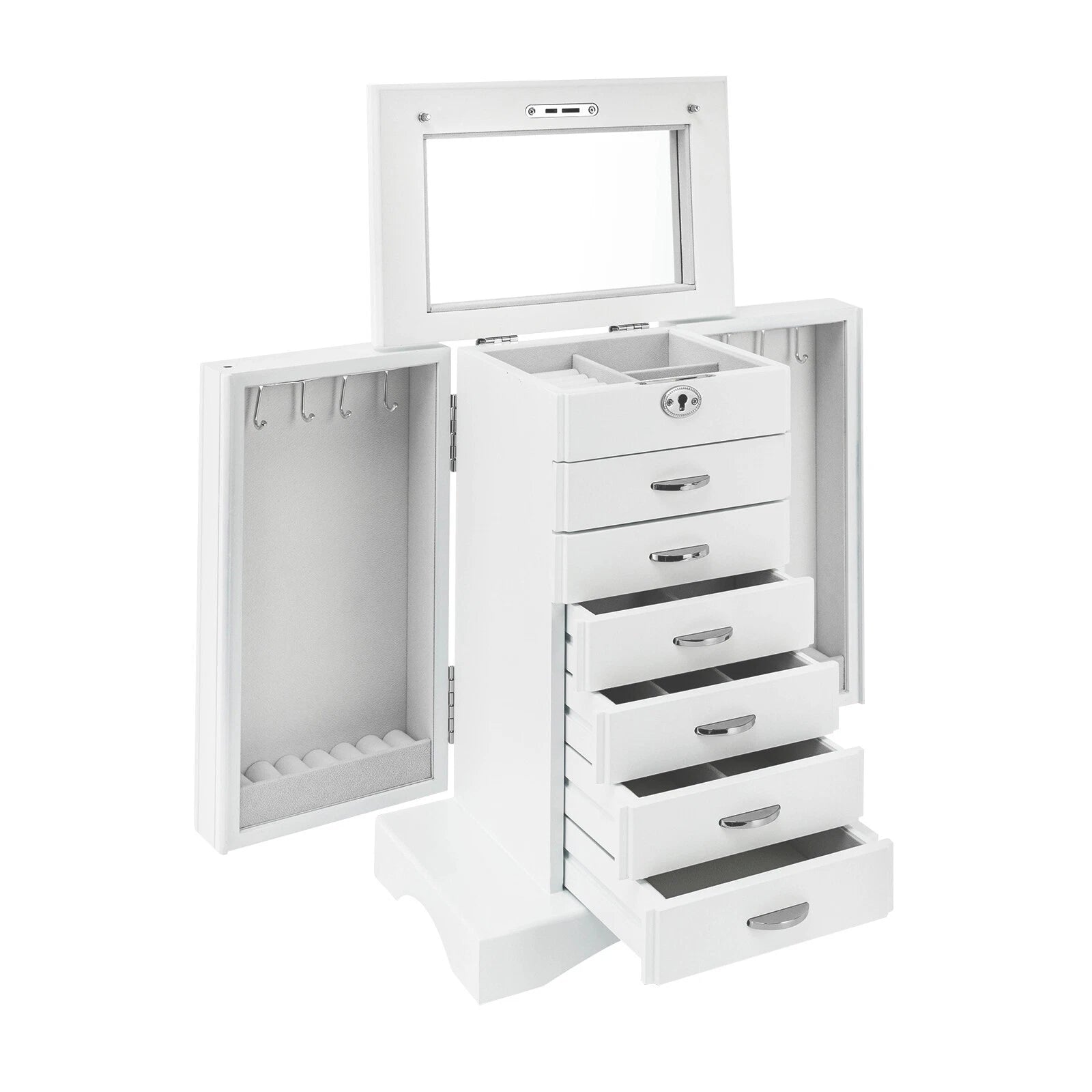 Jewelry Box MDF Ring Jewelry Storage Case Large Organizer w/ Drawer 7 Layers | eBay