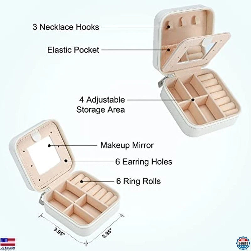 Travel Jewelry Case Organizer - Rings, Necklaces, Earrings, White, Initial M | eBay