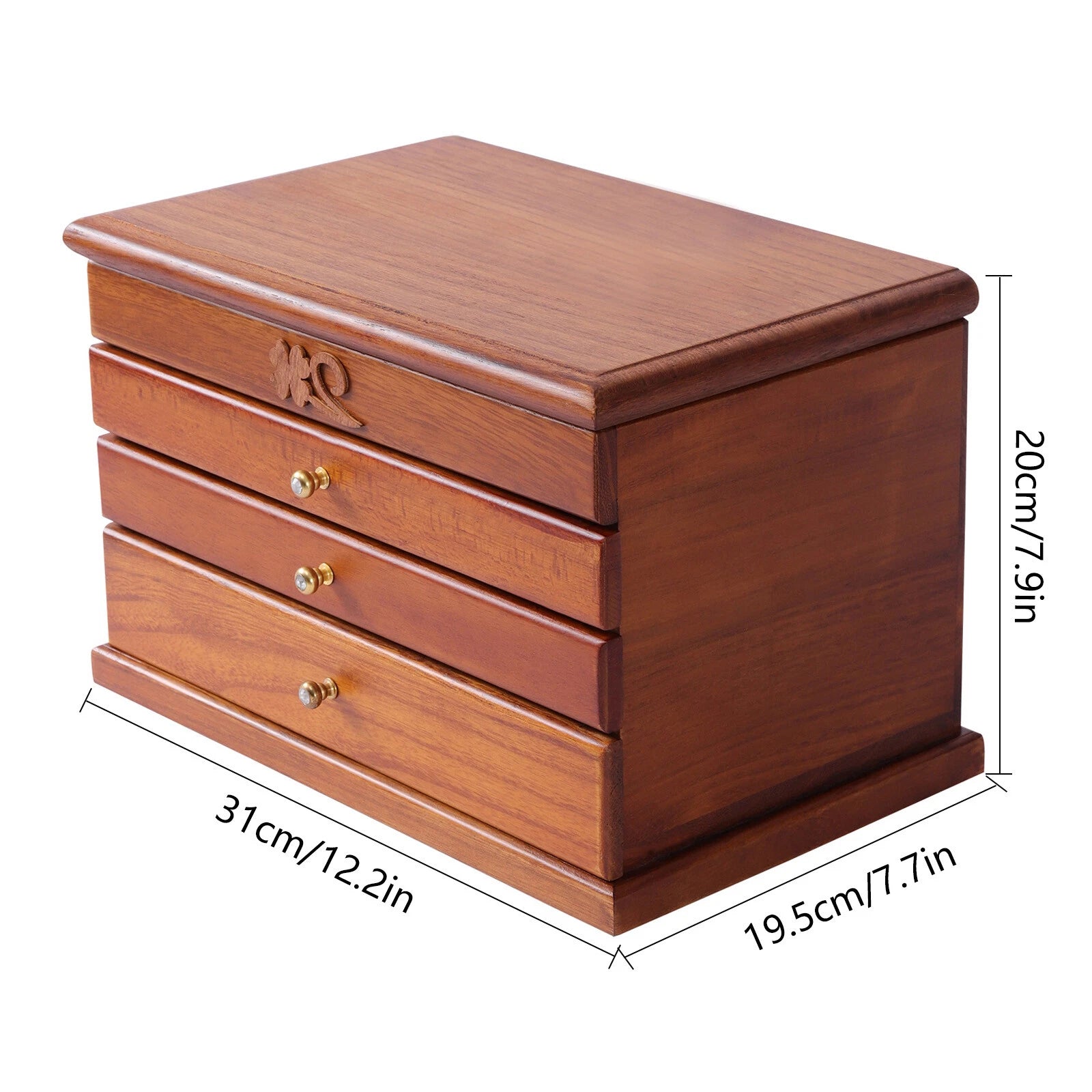 Wooden Jewelry Box Jewelry Storage Ring Earrings Organizer Case with Drawer | eBay
