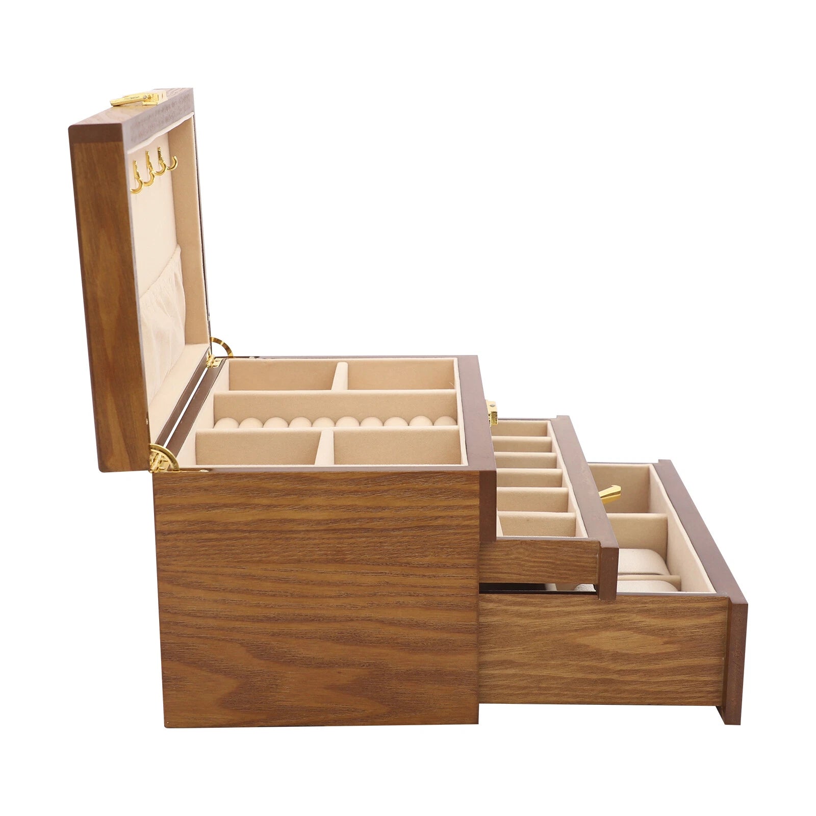 Retro Jewelry Organizer 3 Layers Rings Necklaces Bracelet Display Cabinet Box | eBay