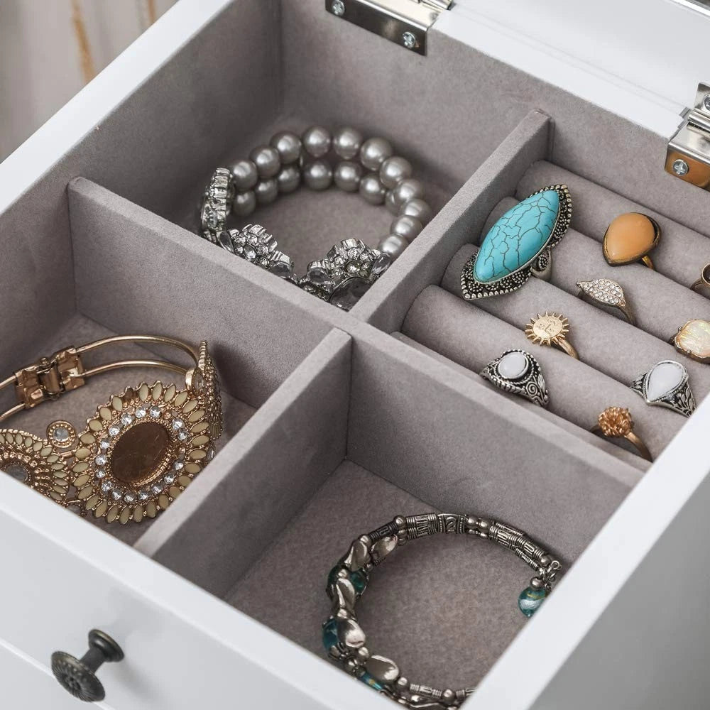 MTFY Standing Jewelry Armoire Cabinet with Mirror,Jewellery Box Organizer Chest | eBay