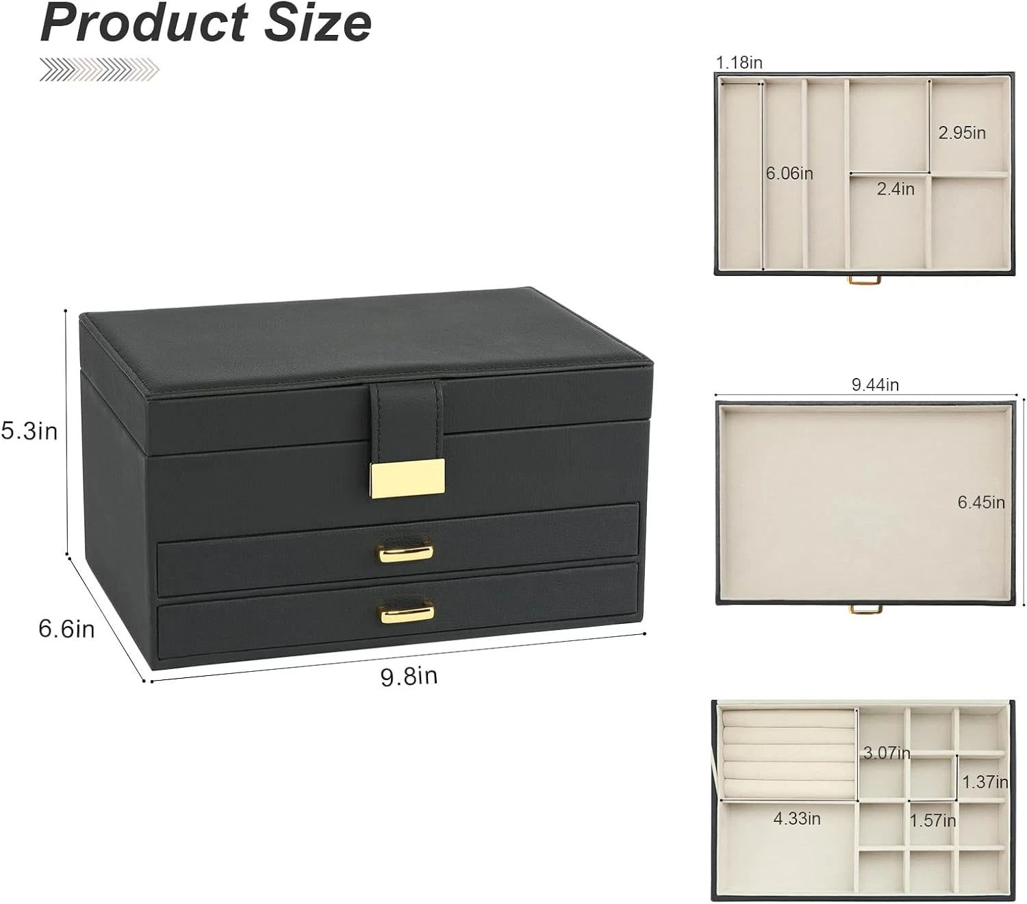 Jewelry Holder Organizer, Leather Jewelry Set Box with 2 Drawers, Jewelry Storag | eBay